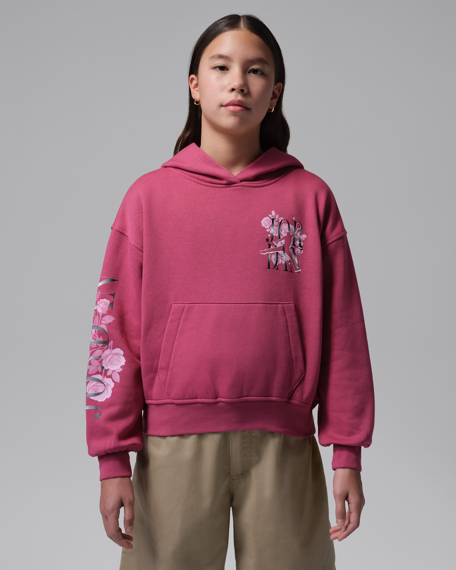 Jordan Big Kids' Jumpman Floral Stack Hoodie - Sweet Beet