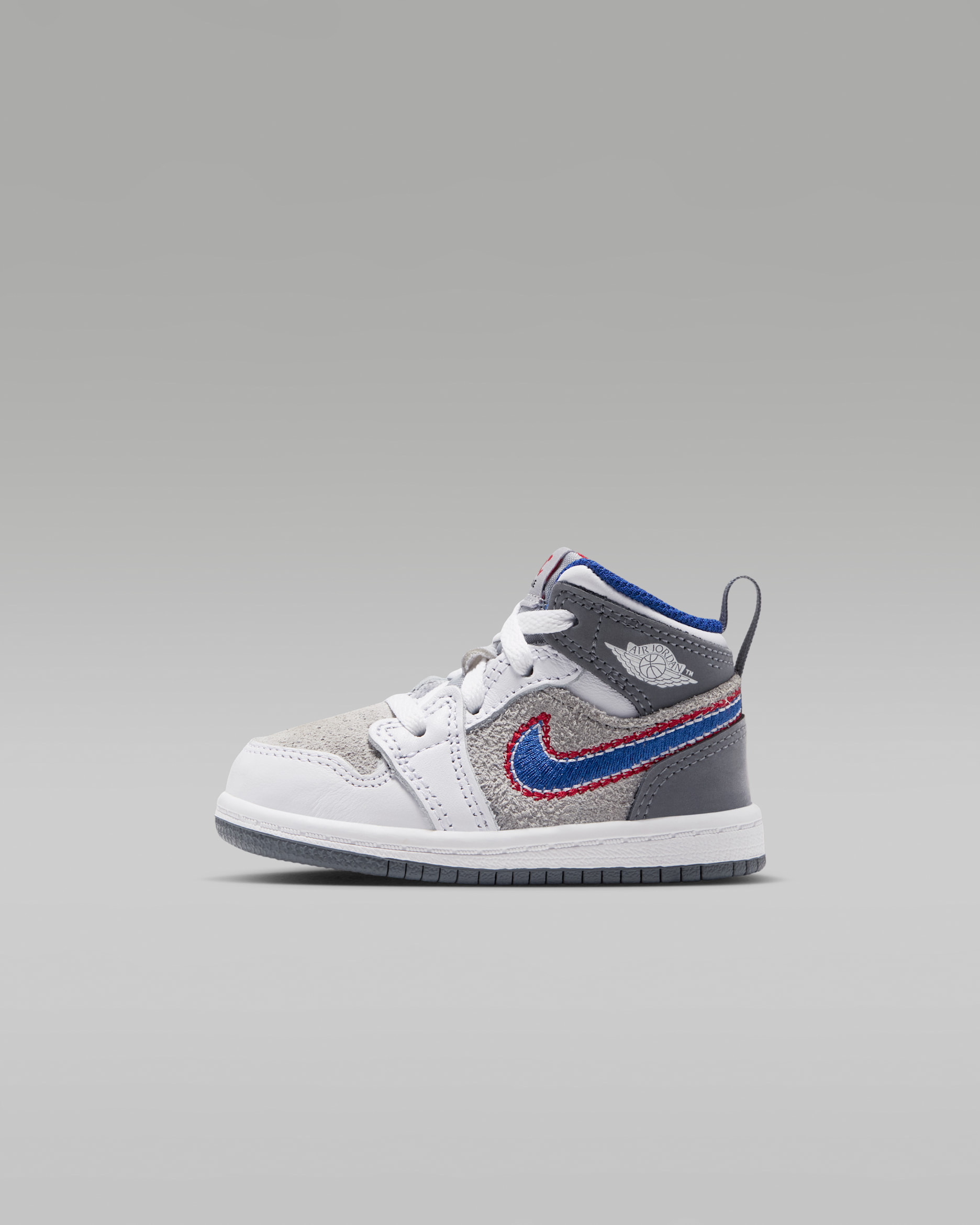 Jordan 1 Mid SE Schuh (Babys/Kleinkinder) - Light Smoke Grey/University Red/Cool Grey/Varsity Royal