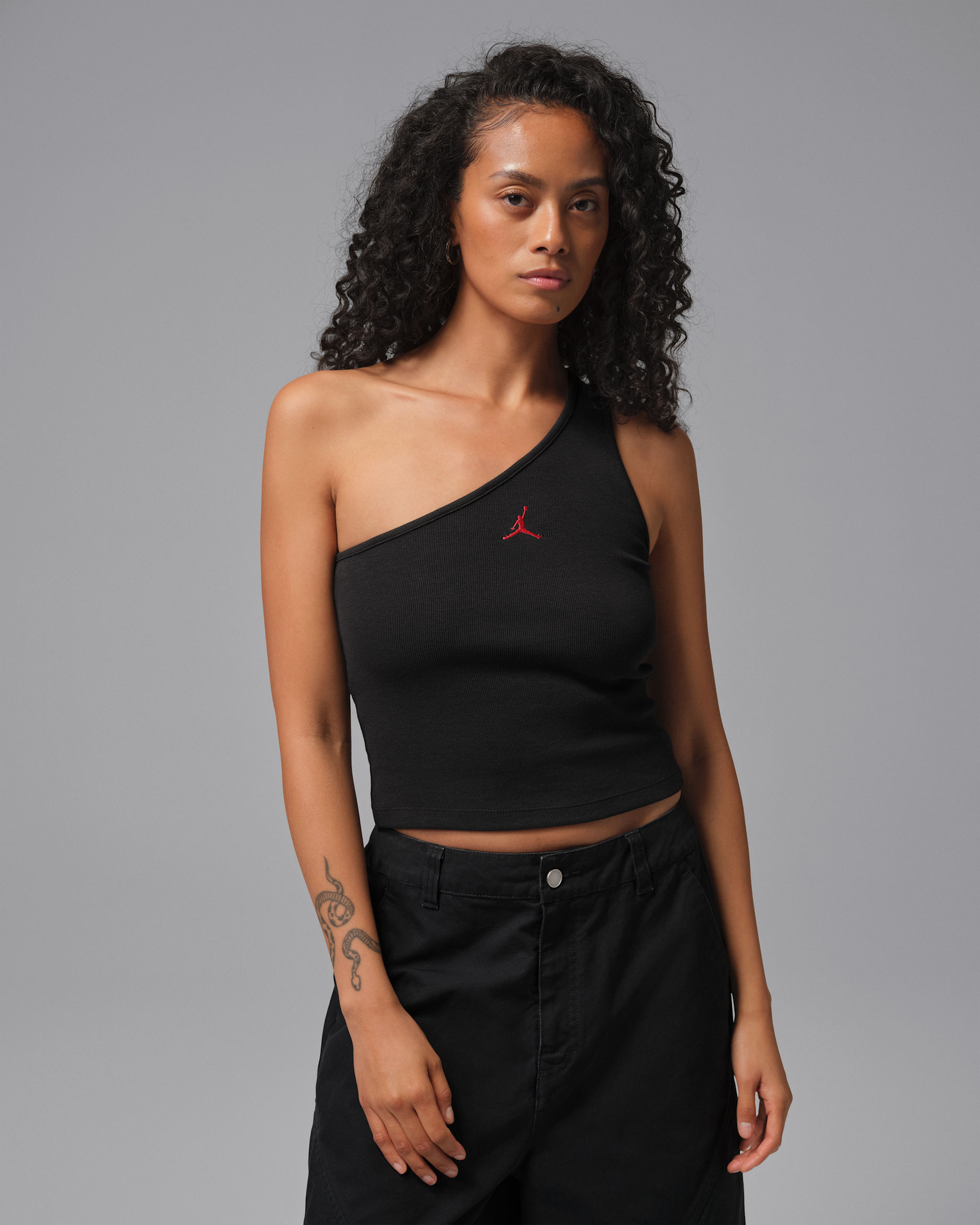 Jordan Flight Women's Asymmetrical Tank Top - Black/Varsity Red