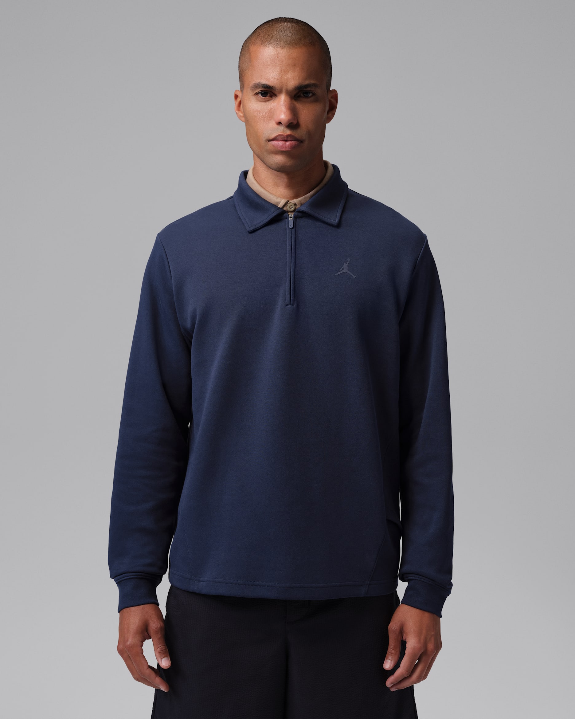 Jordan Men's 1/2-Zip Collared Long-Sleeve Golf Top - Obsidian/Black/Obsidian