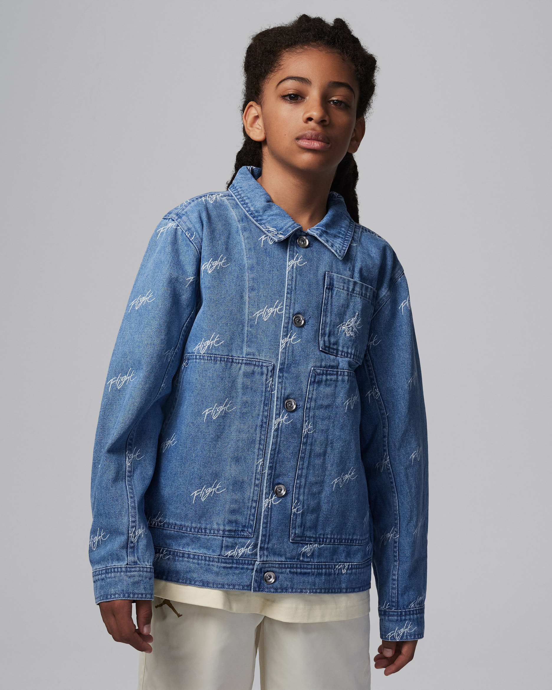 ジョーダン フライト ヘリテージ ジュニア デニム ジャケット - ブルーグレー