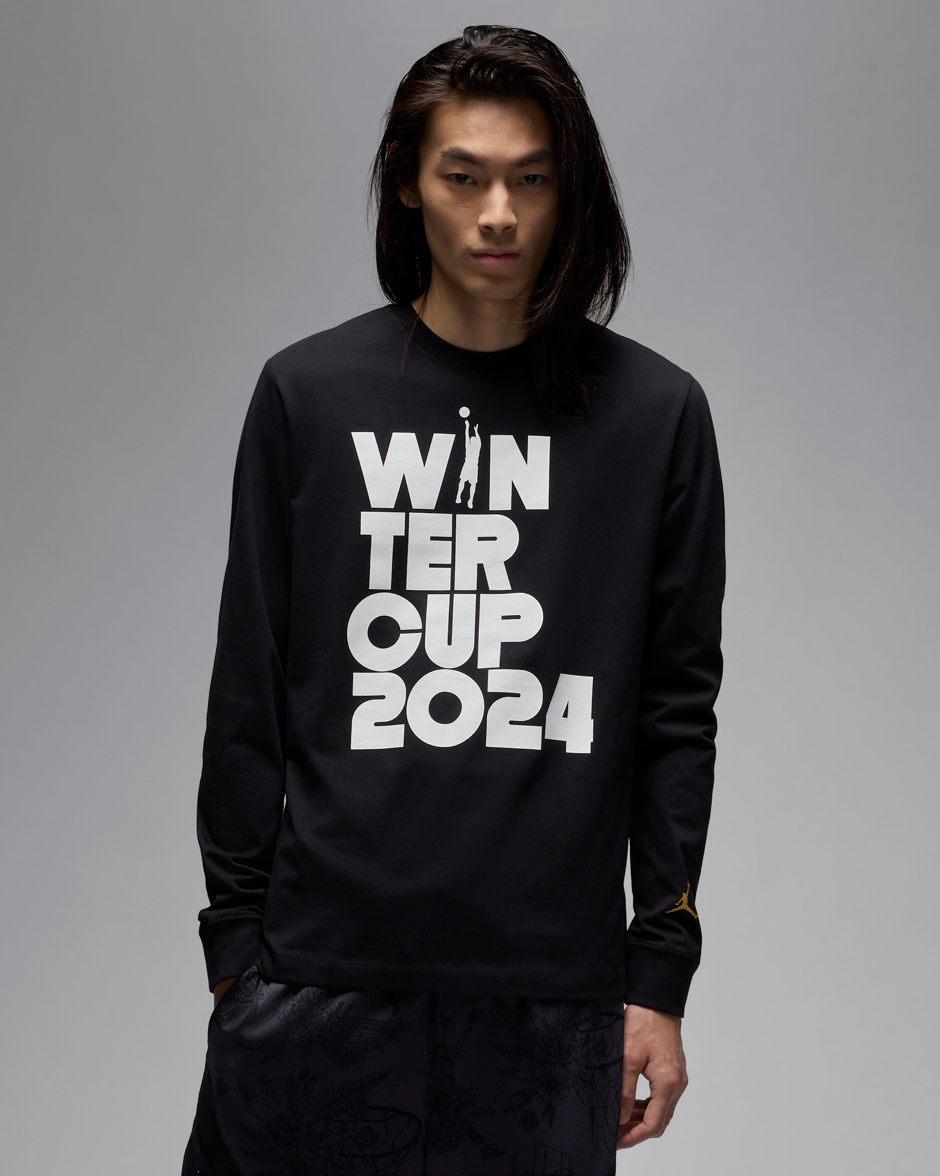 ジョーダン ウインターカップ 2024 メンズ ロングスリーブ Tシャツ - ブラック