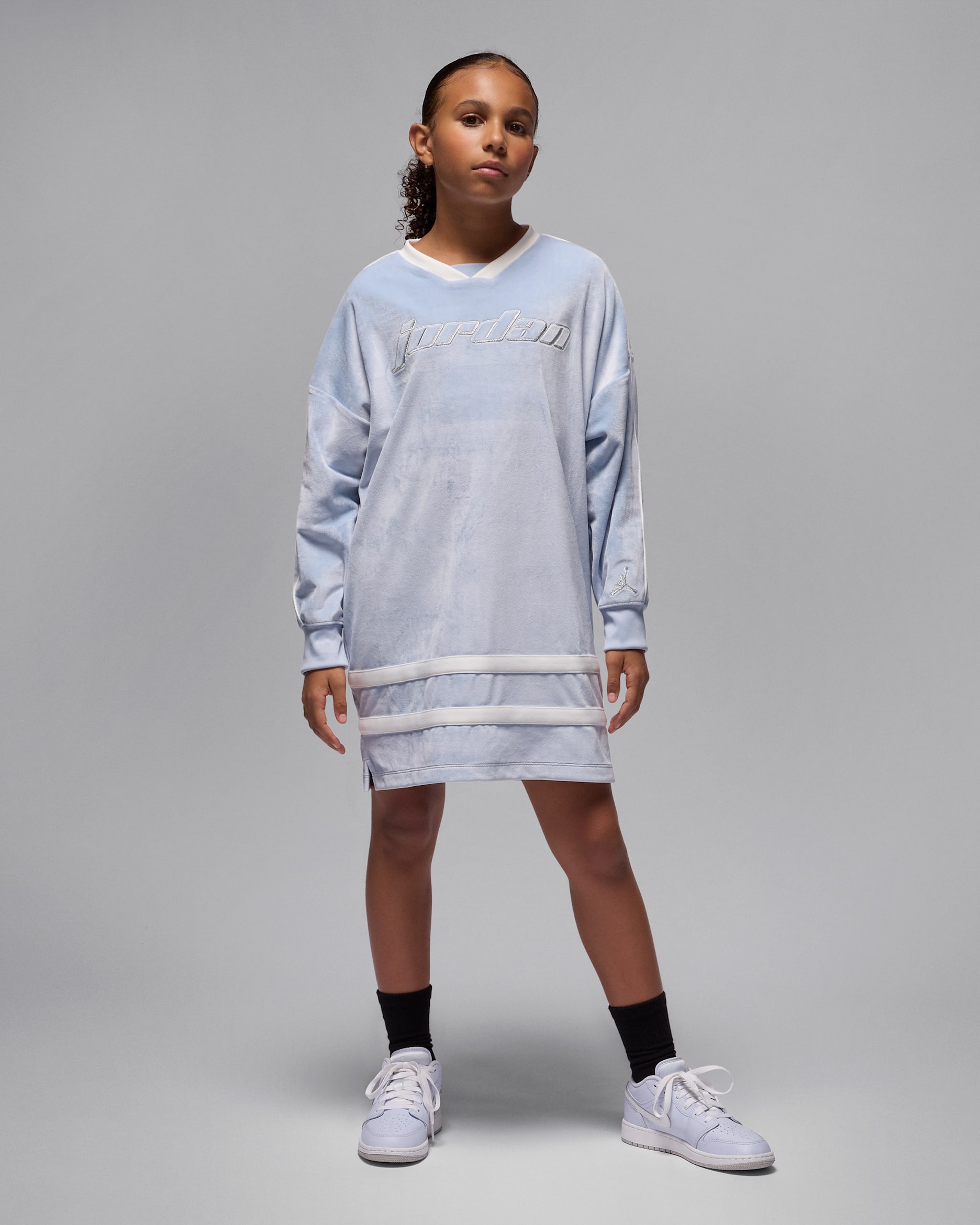 Vestido de tejido velour para niña talla grande Jordan Mountainside - Fantasma