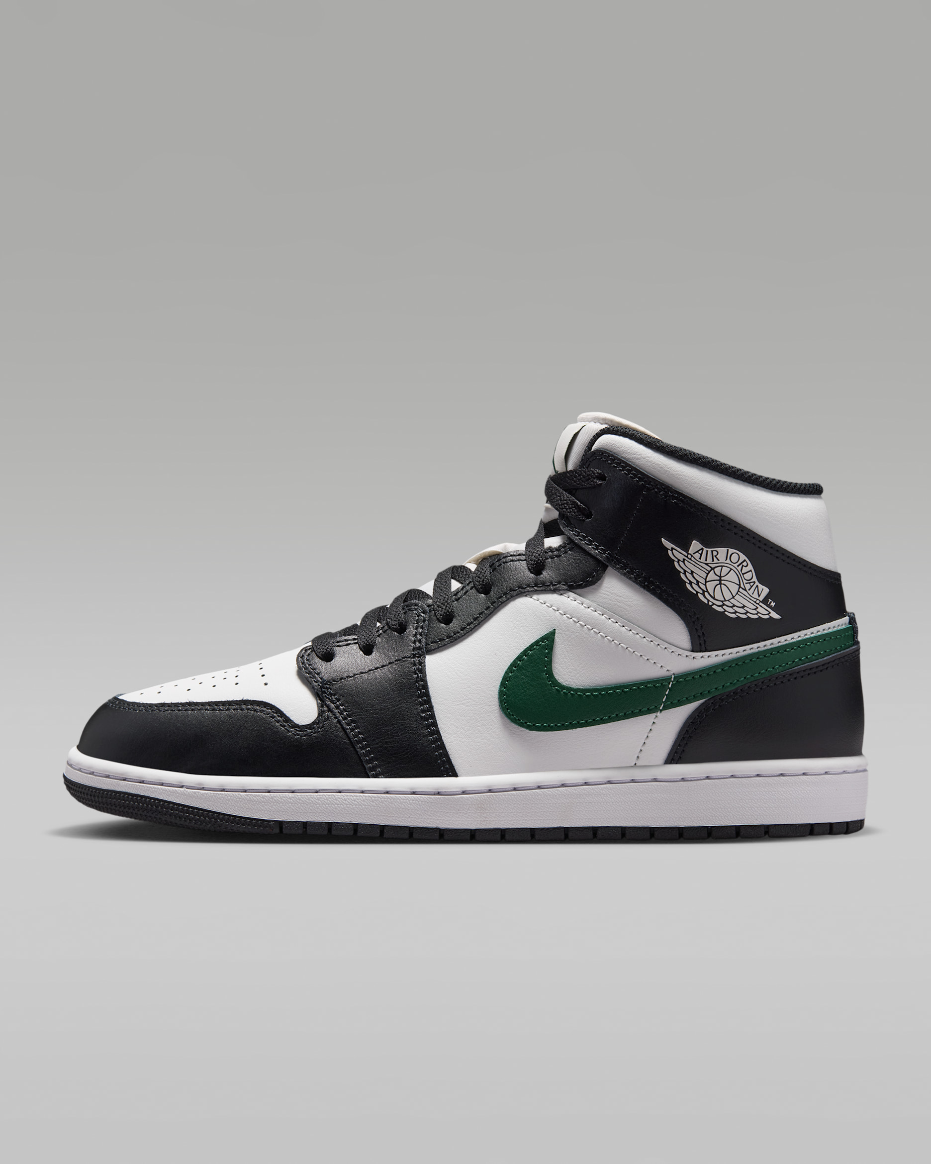 Air Jordan 1 Mid Men's Shoes - Black/Gorge Green/Summit White