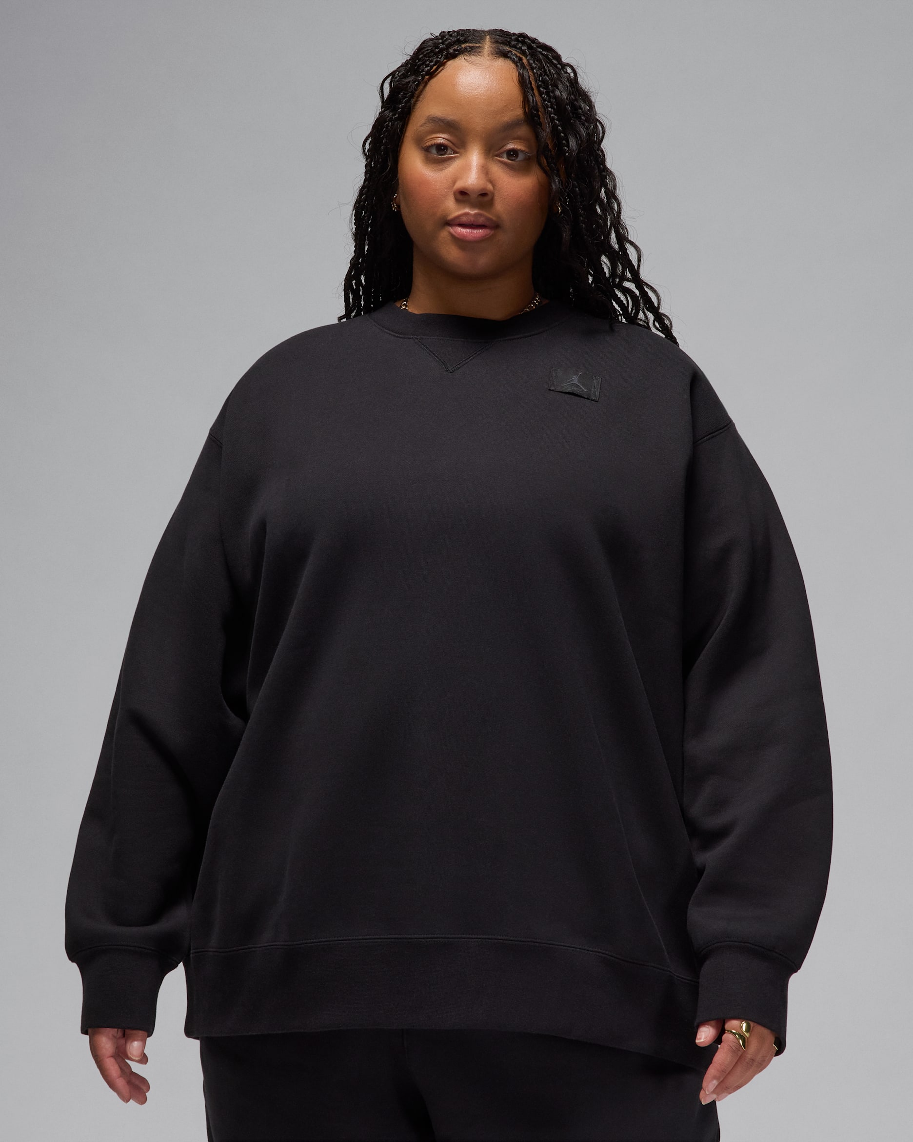 Sudadera con cuello redondo para mujer (talla grande) Jordan Flight Fleece - Negro/Gris humo oscuro
