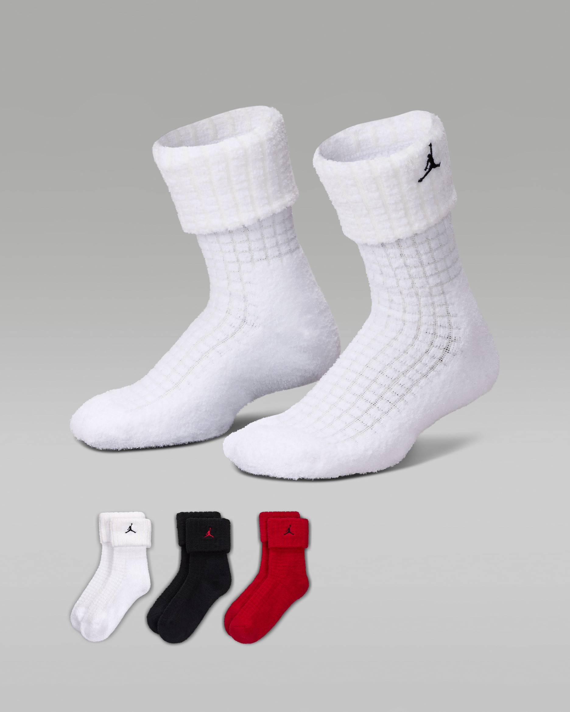 Jordan Big Kids' House Socks (3 Pairs) - White
