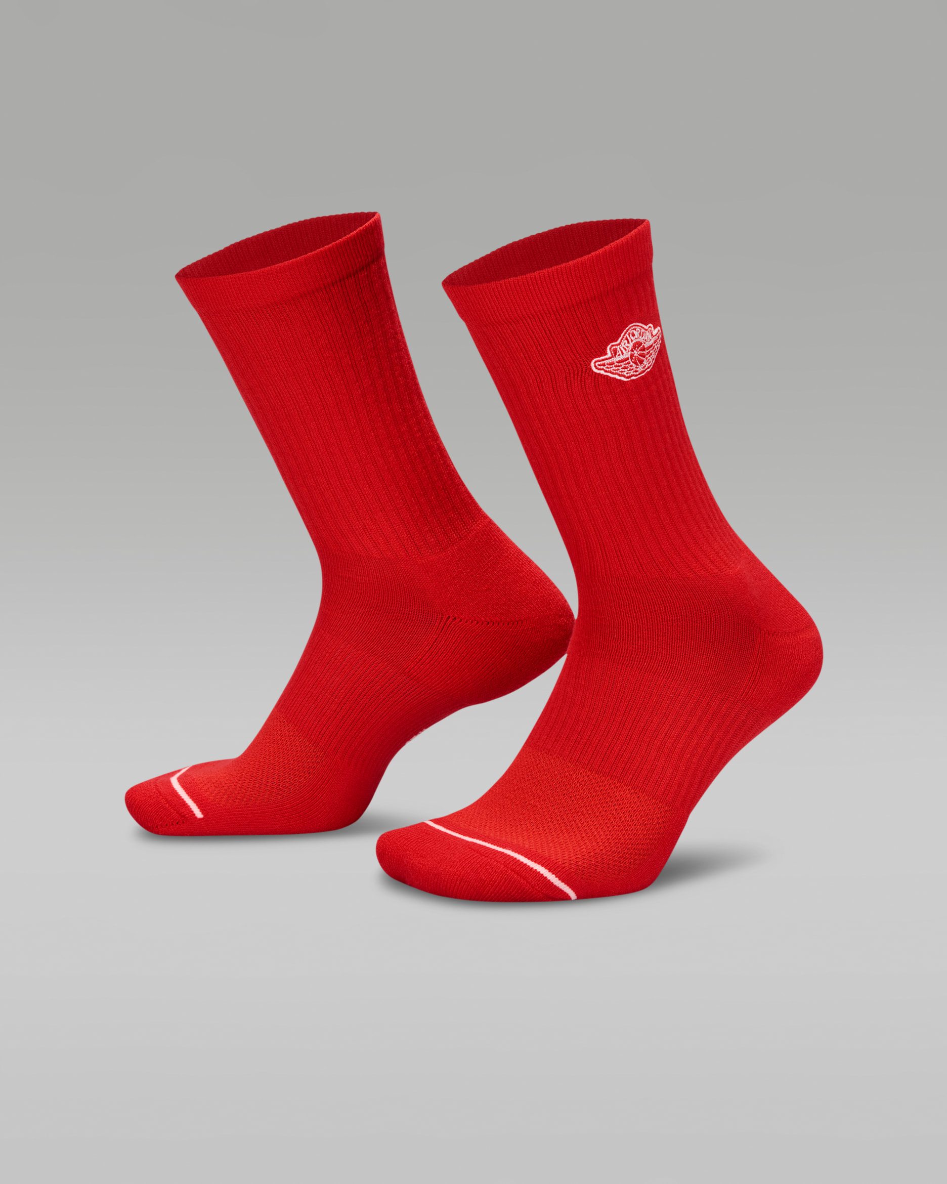 Jordan Everyday Cushioned Crew Socks (1 Pair) - Chile Red/Sail