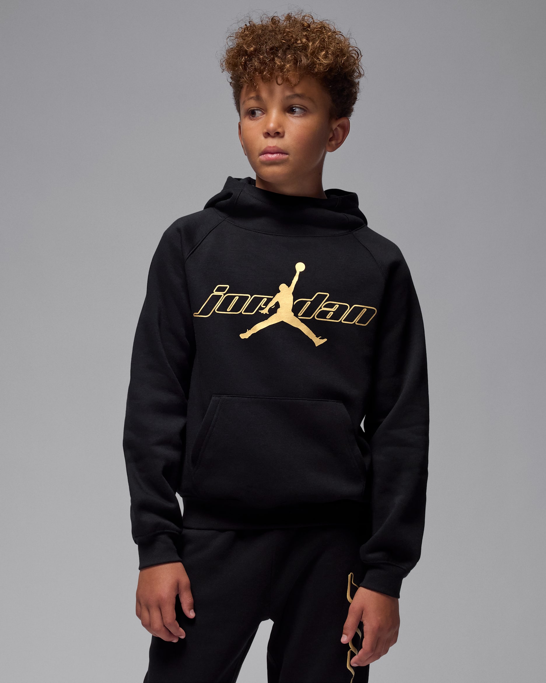 Sudadera con gorro sin cierre de tejido Fleece para niños talla grande Jordan Mountainside - Negro