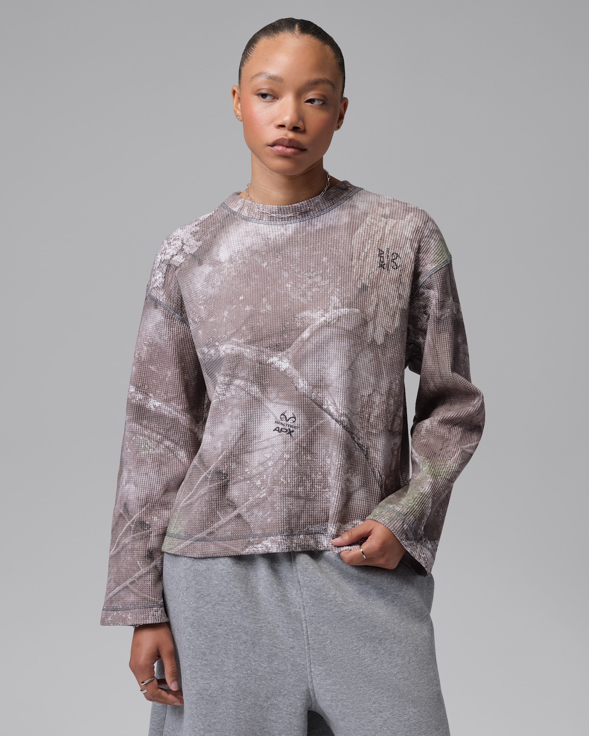 Jordan Flight Women's Long-Sleeve Waffle Realtree Top - White