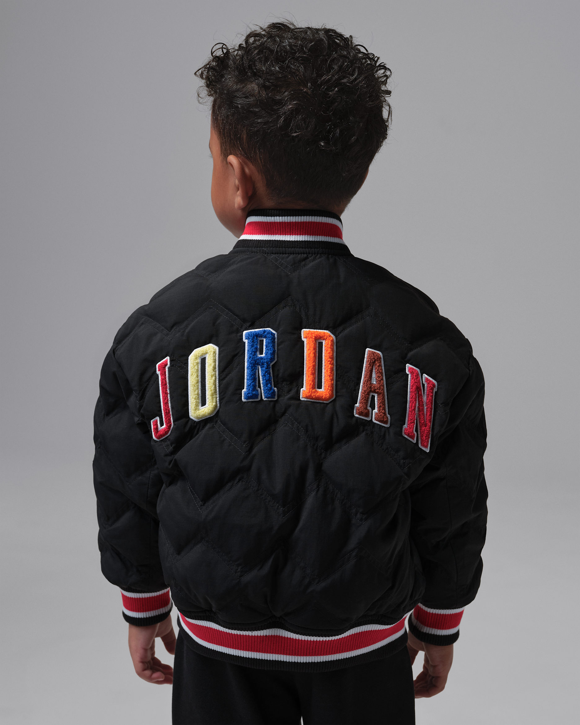 조던 리틀키즈 셔닐 후드 봄버 재킷 - 블랙