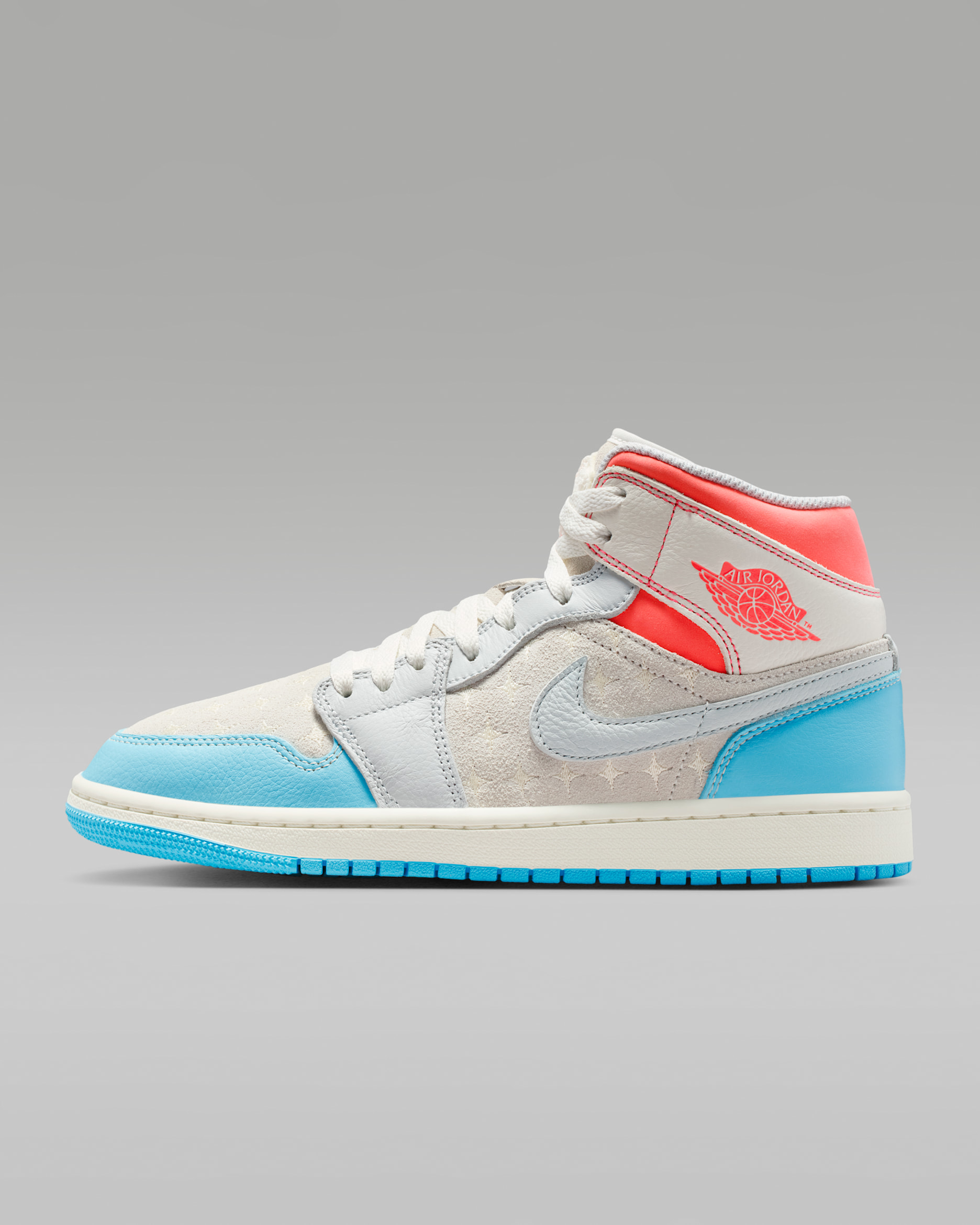 Air Jordan 1 Mid Women's Shoes - Sail/Hot Lava/Muslin/Blue Chill