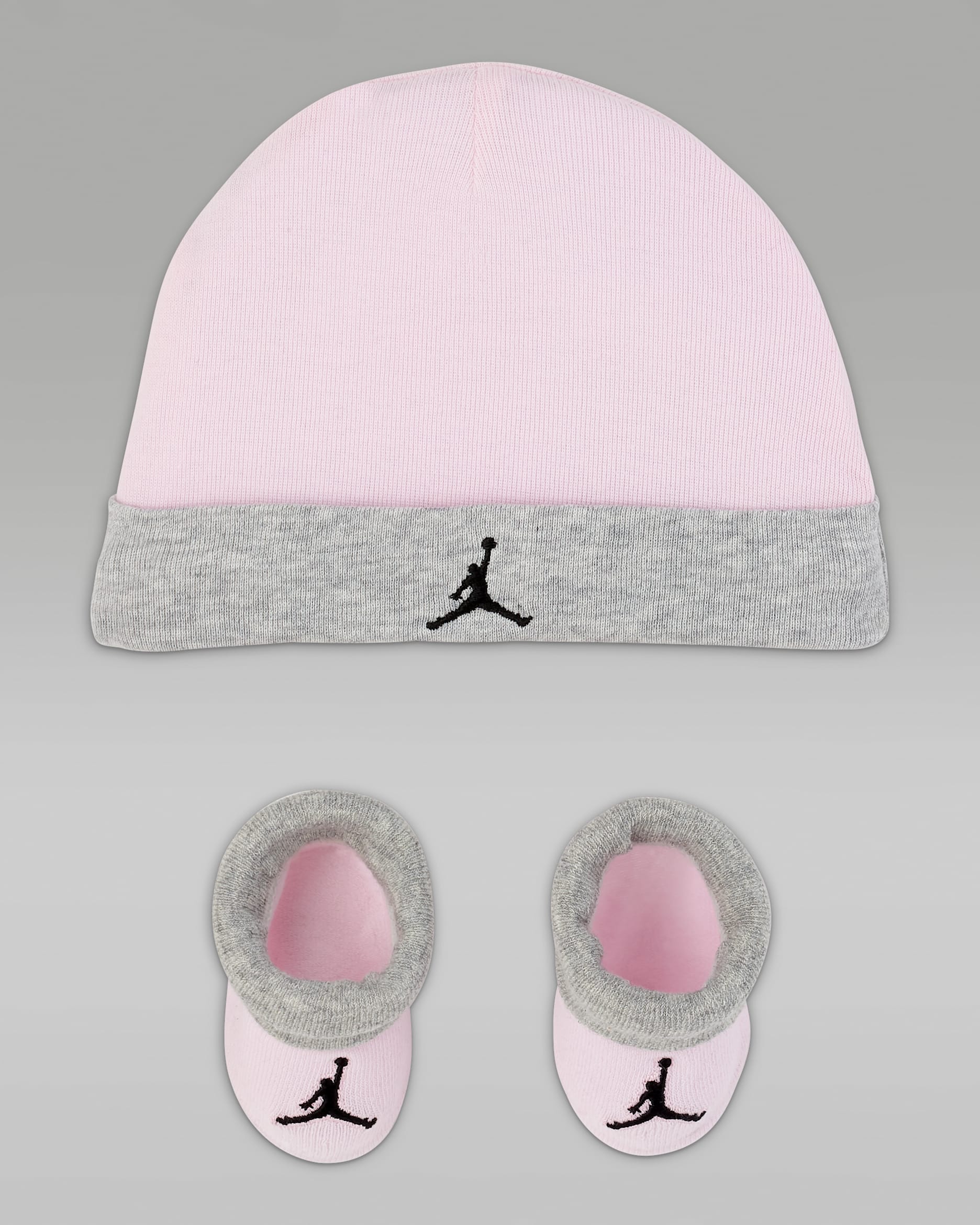 Jordan Baby (0-9M) Hat and Booties Set - Pink Foam