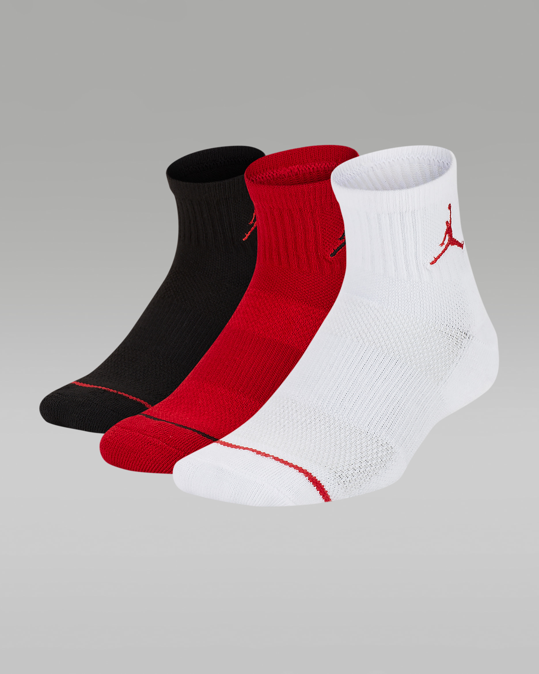 Calcetines al tobillo acolchados para niños (3 pares) Jordan - Multicolor/Rojo gimnasio/Negro