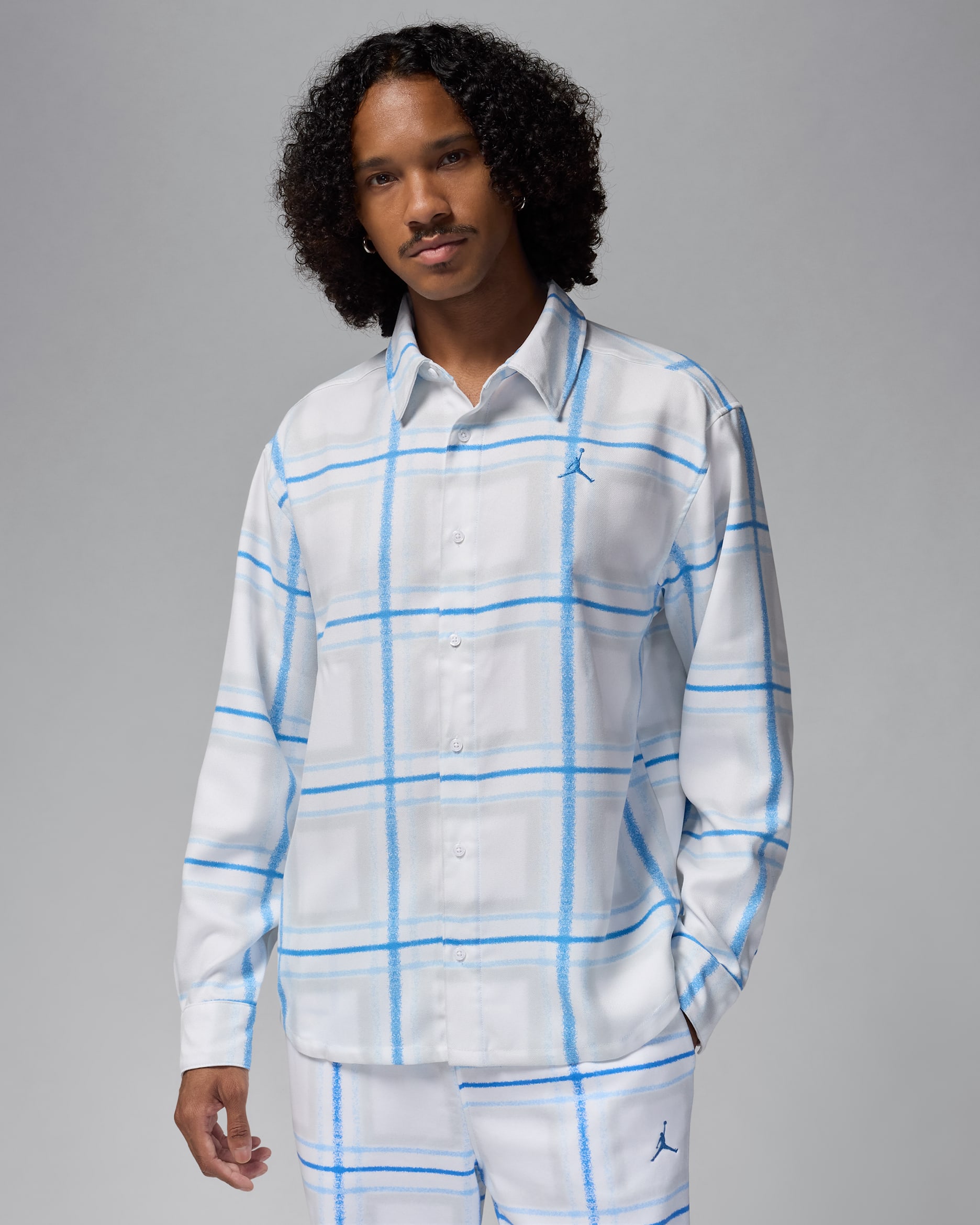 ジョーダン エッセンシャル メンズ プレイド フランネル トップ - ホワイト/レジェンドブルー