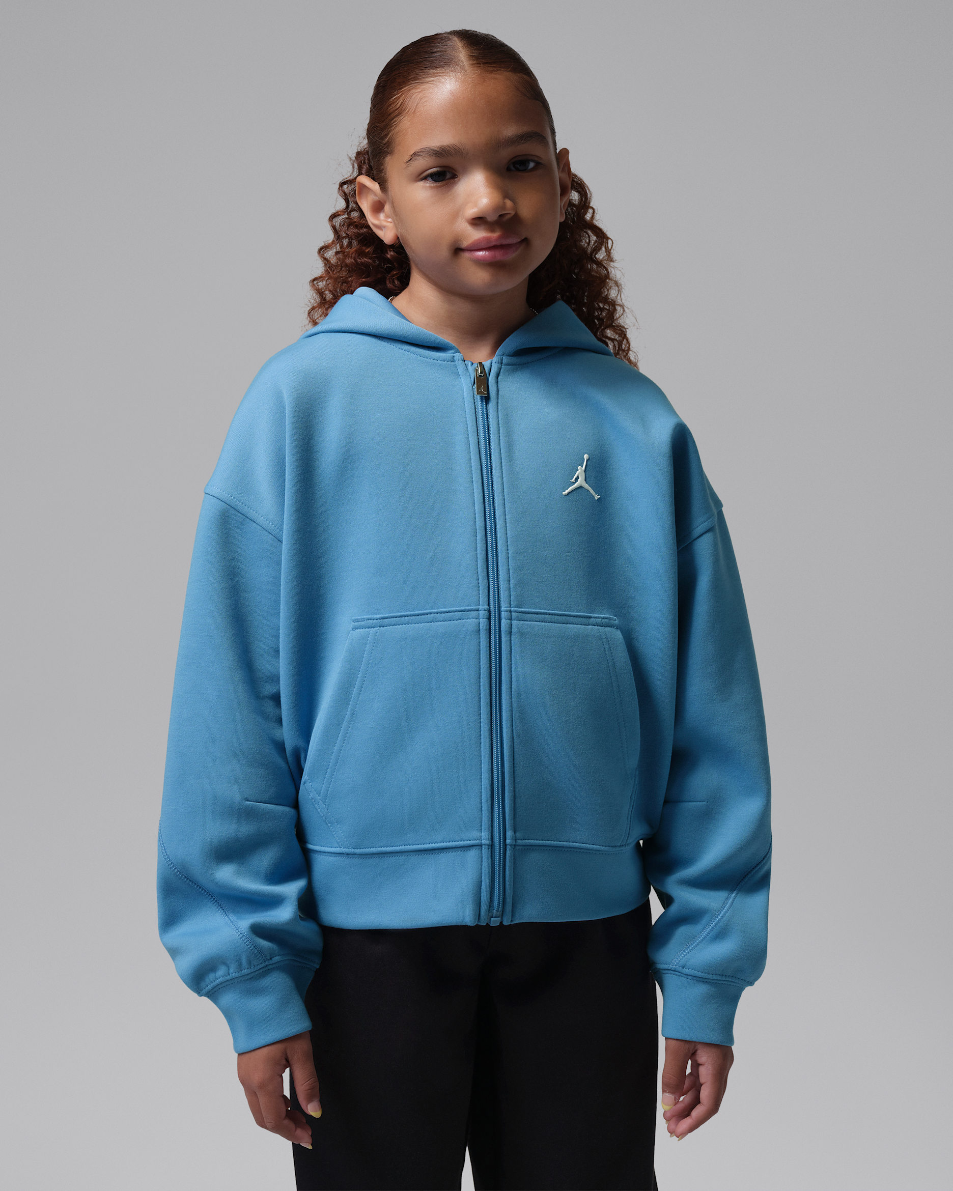 Sudadera con gorro deportiva de cierre completo Dri-FIT Perform para niños talla grande Jordan - Azul extremo