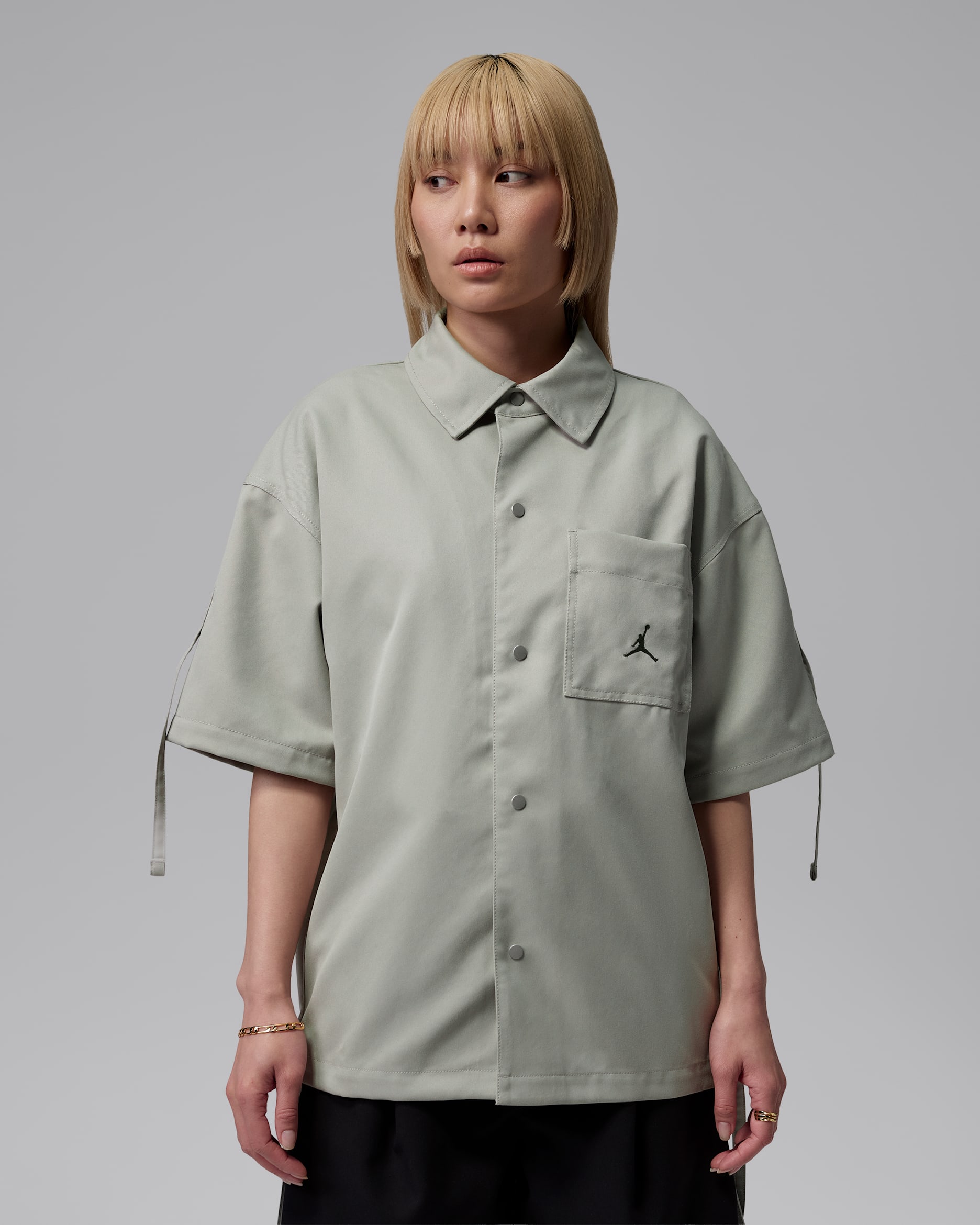 조던 여성 우븐 반팔 탑 - 스프루스 포그