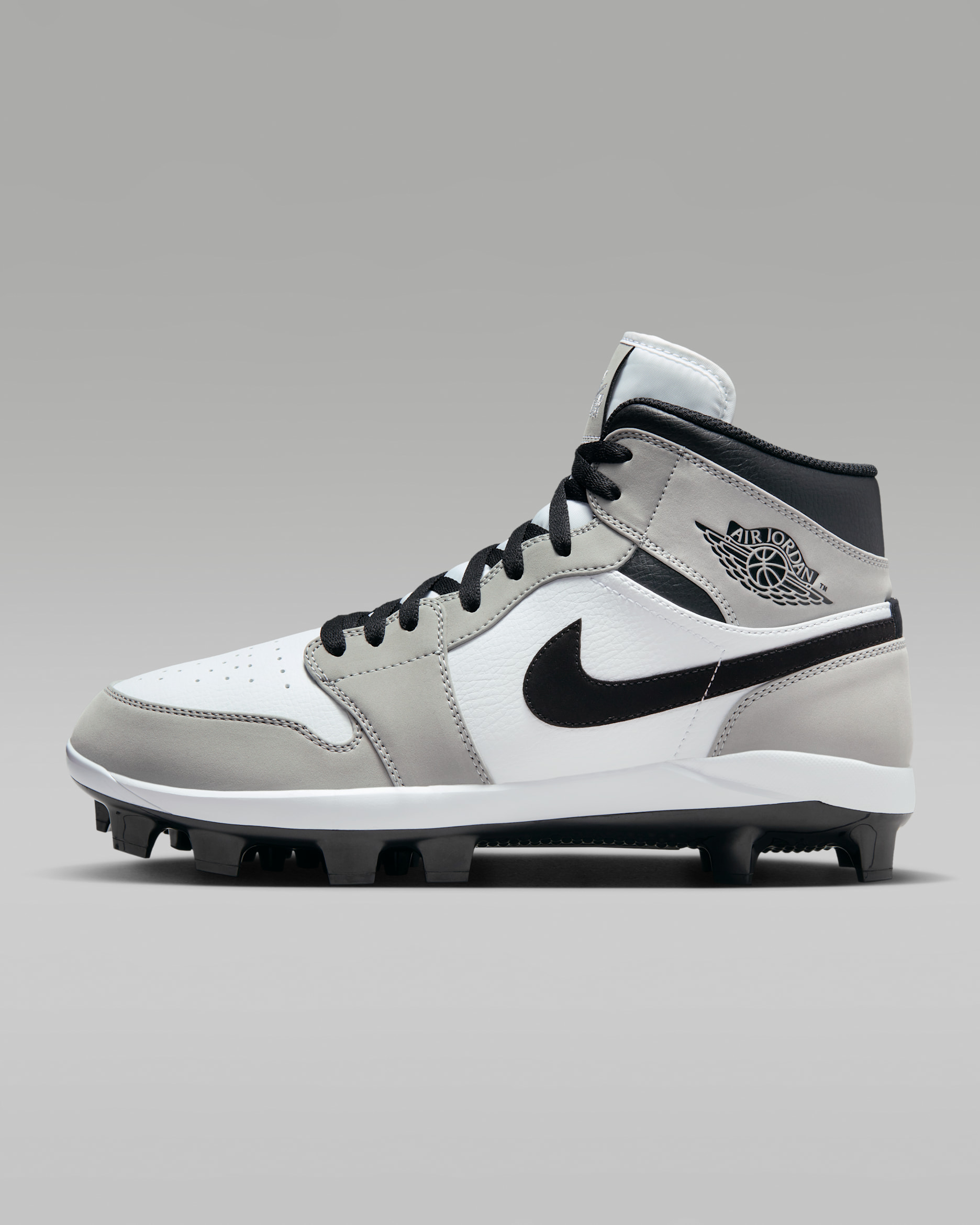 Tacos de béisbol para hombre Jordan 1 Retro MCS - Gris humo claro/Blanco/Negro