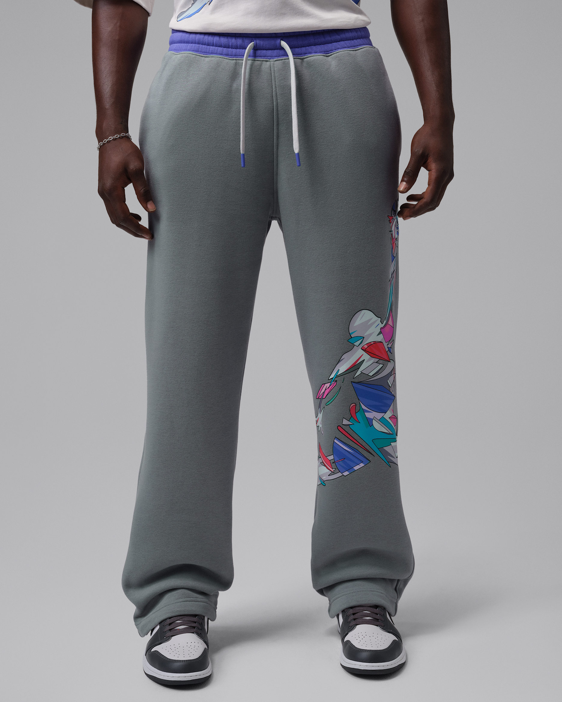 Jordan Brooklyn Men's Fleece Pants - Particle Grey/Rush Violet