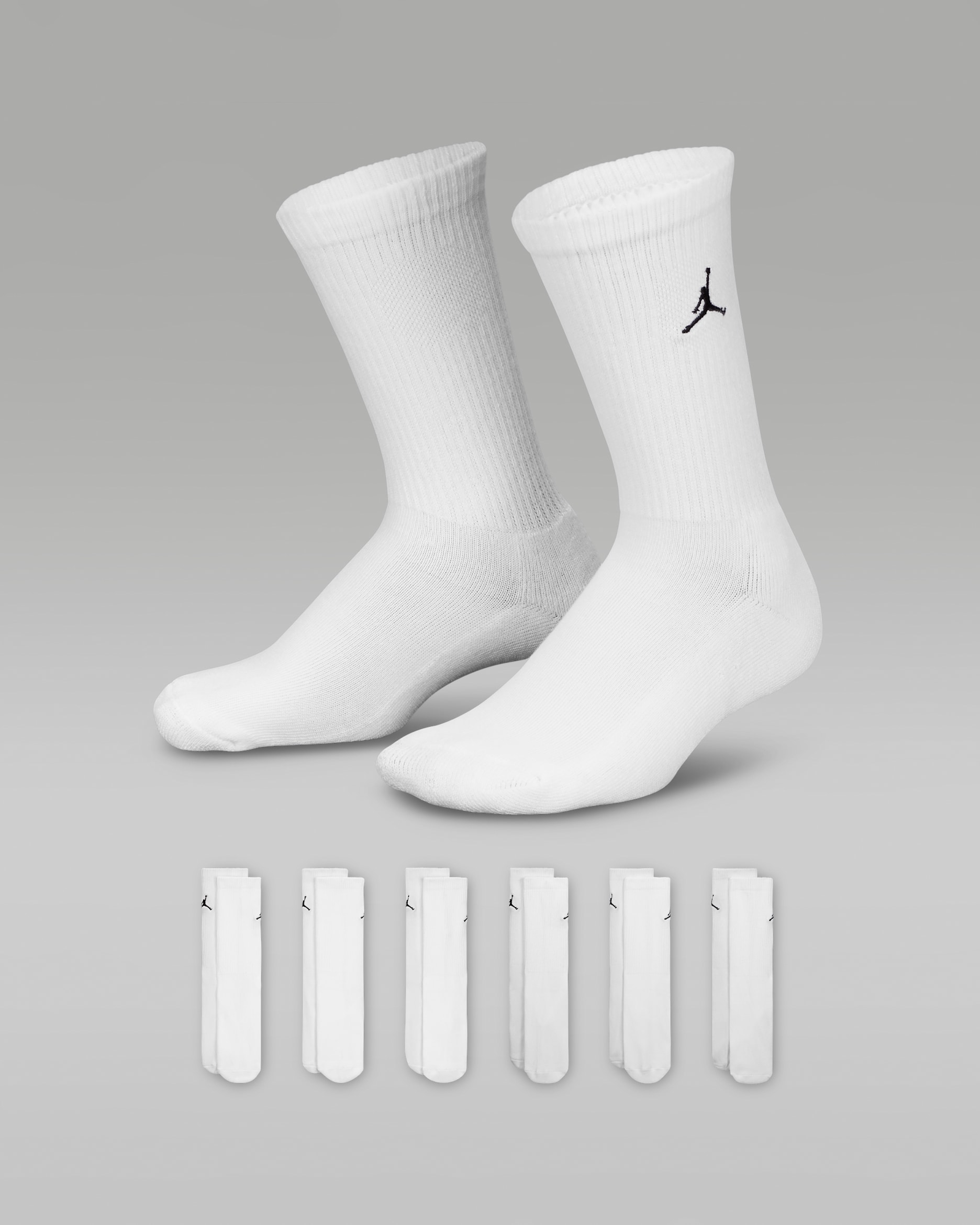 Jordan Everyday Essentials Big Kids' Crew Socks (6 Pairs) - White