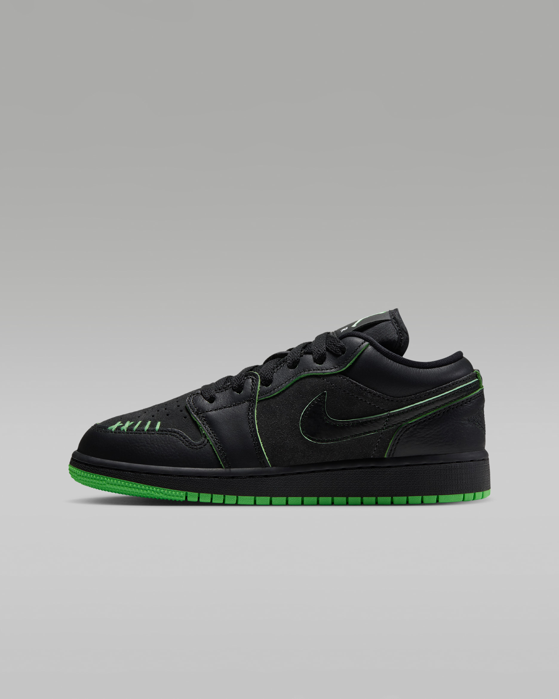 Air Jordan 1 Low SE Big Kids' Shoes - Black/Scream Green/Dark Smoke Grey/Black