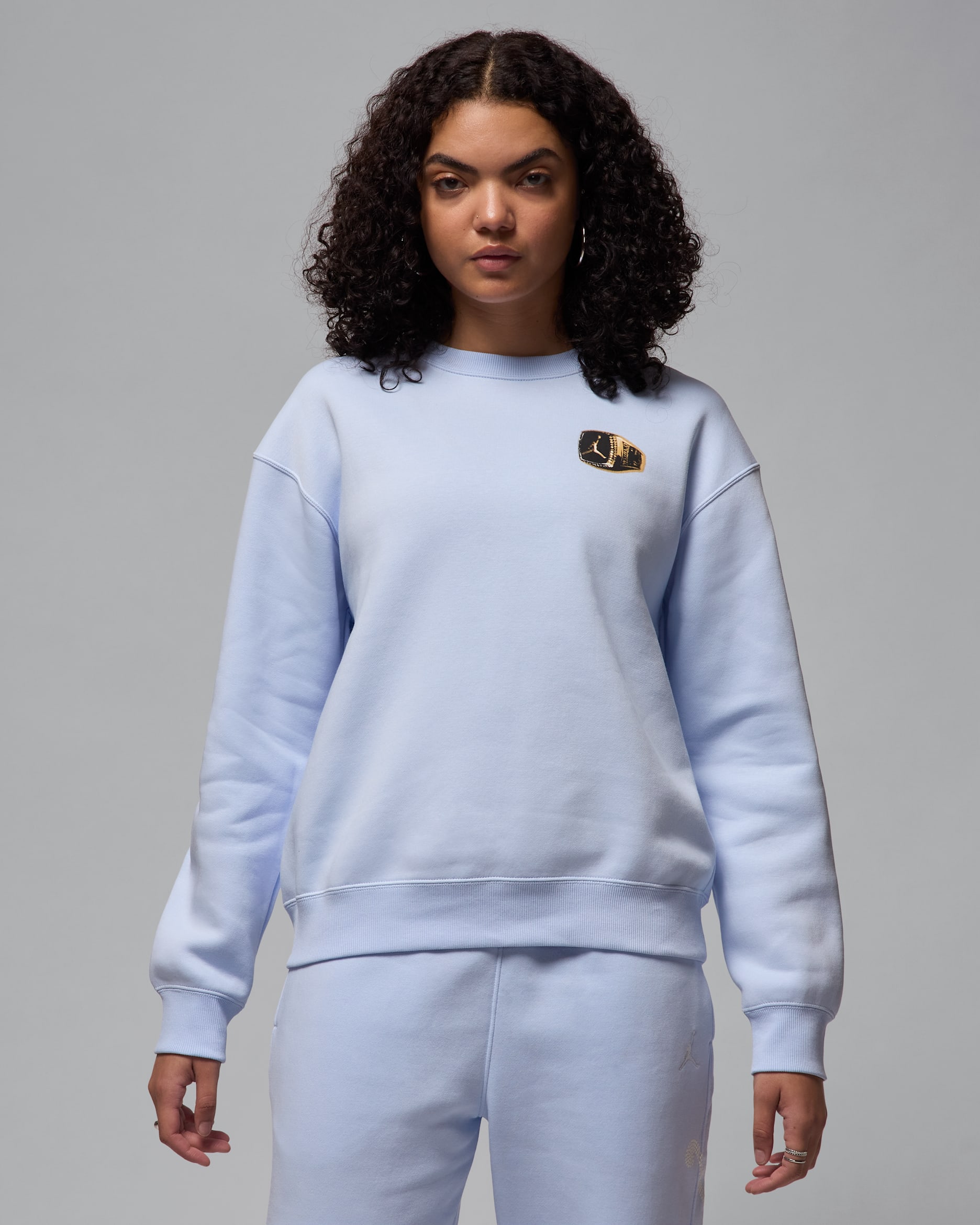 เสื้อวอร์มคอกลมผู้หญิง Jordan Brooklyn Fleece - Hydrogen Blue/Sail
