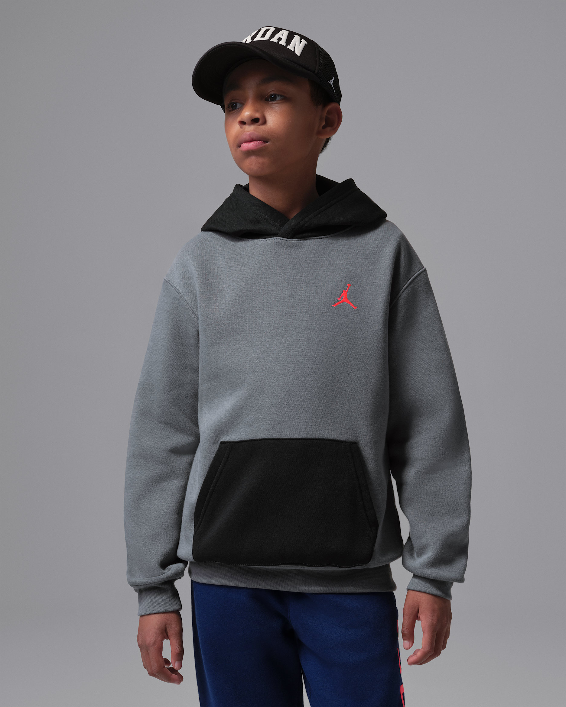 Sudadera con gorro sin cierre para niños talla grande Jordan Brooklyn Fleece - Negro