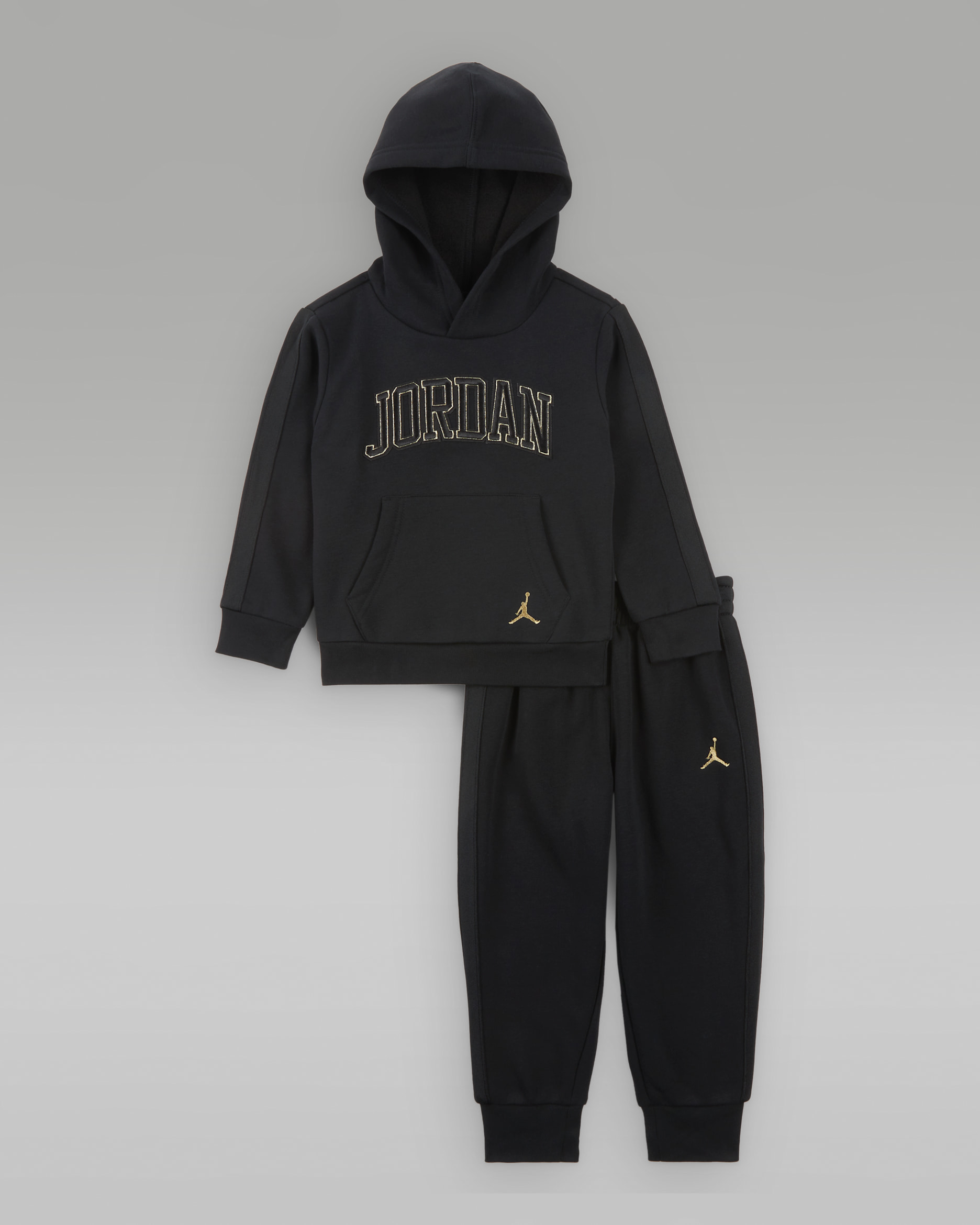 Conjunto de 2 piezas de sudadera con gorro sin cierre infantil Jordan "See Me Shine" - Negro