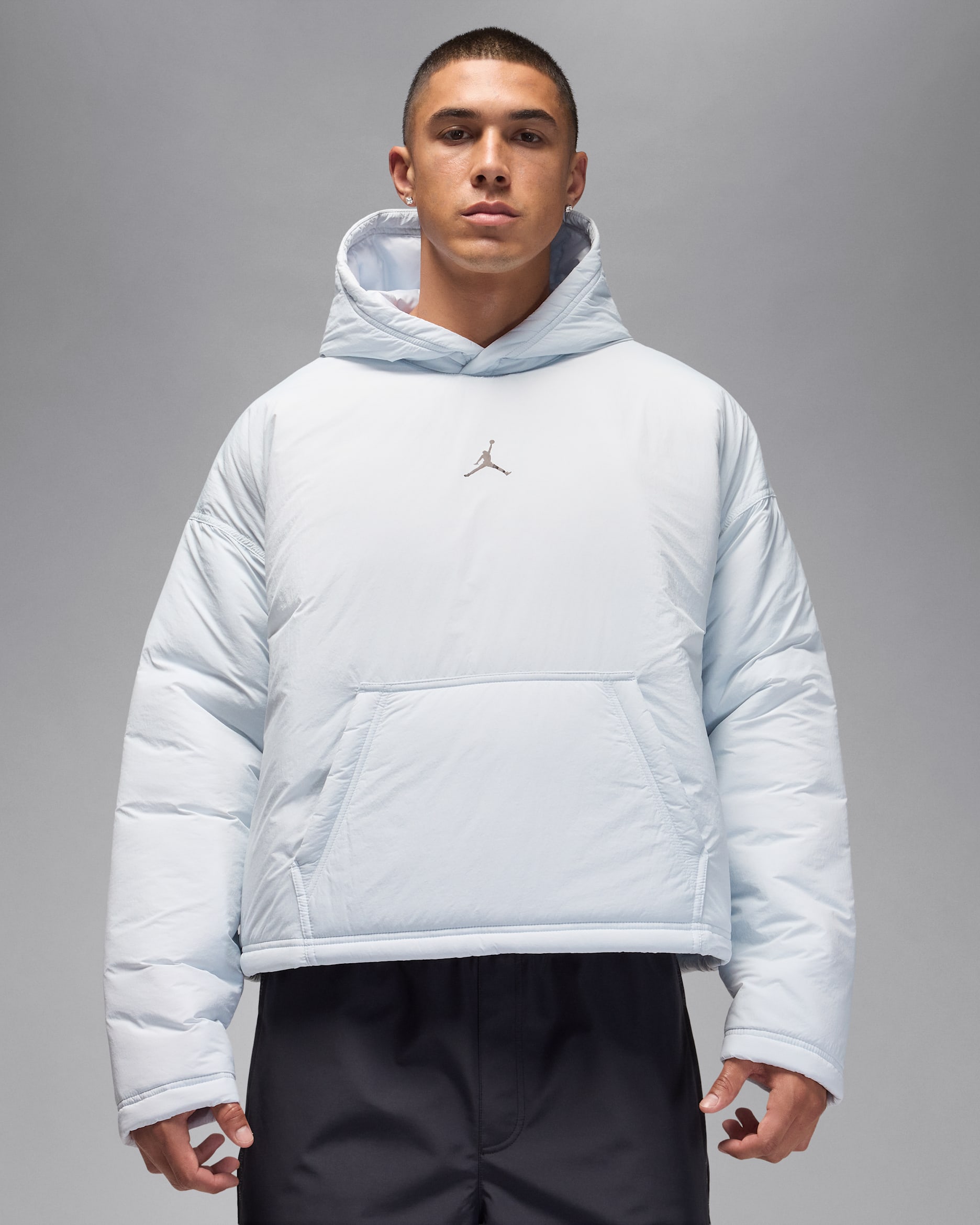 ジョーダン フライト メンズ パッディド マウンテンサイド プルオーバー パーカー - ピュアプラチナム/ブラック