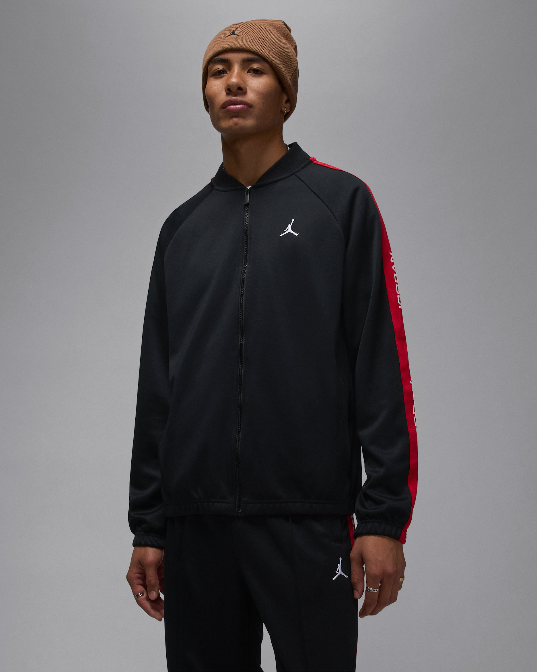Jordan Essentials Men's Tracksuit Jacket - Black/Gym Red/White