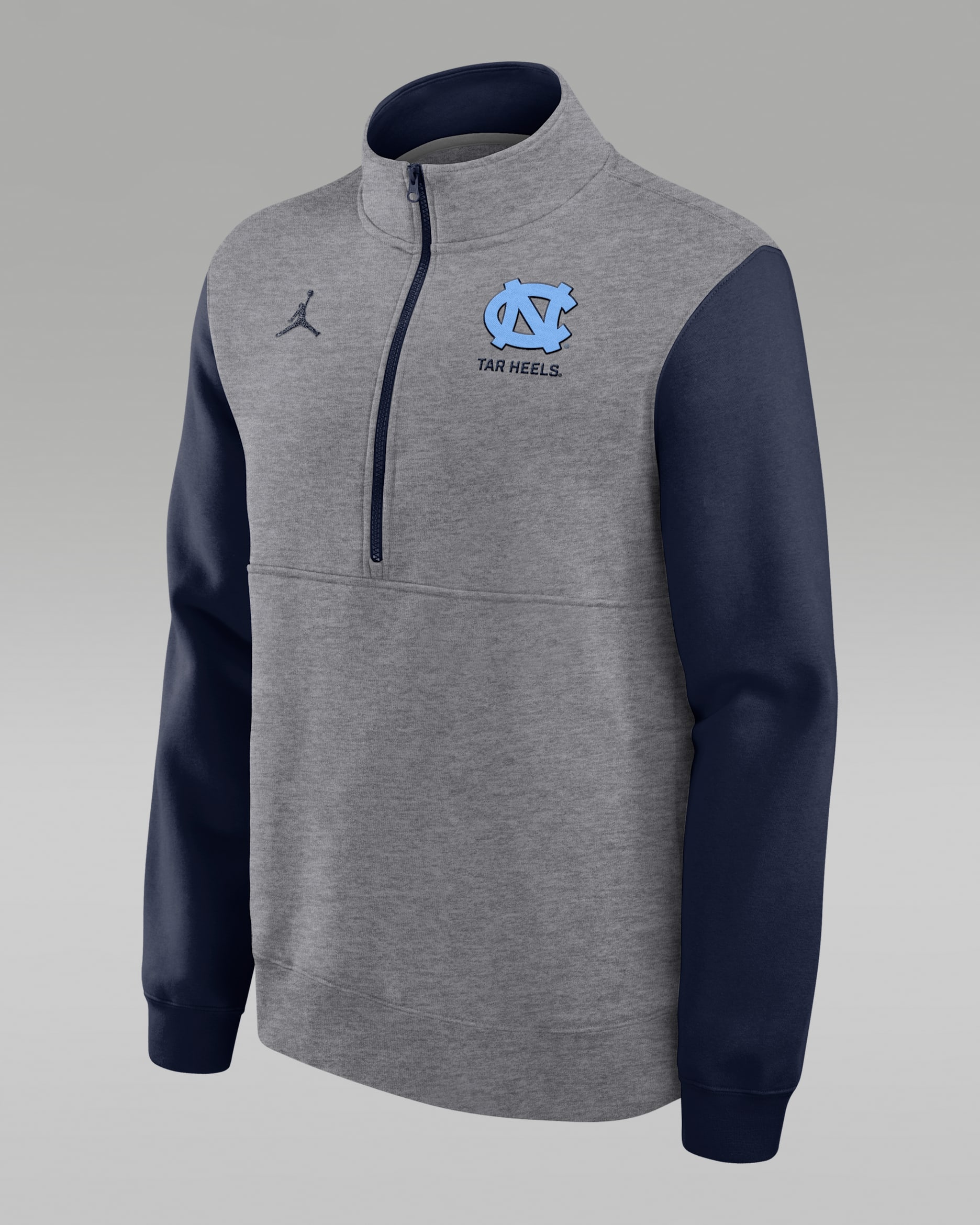 North Carolina Club Men's Jordan Brand College 1/2-Zip Crew - Grey Heather