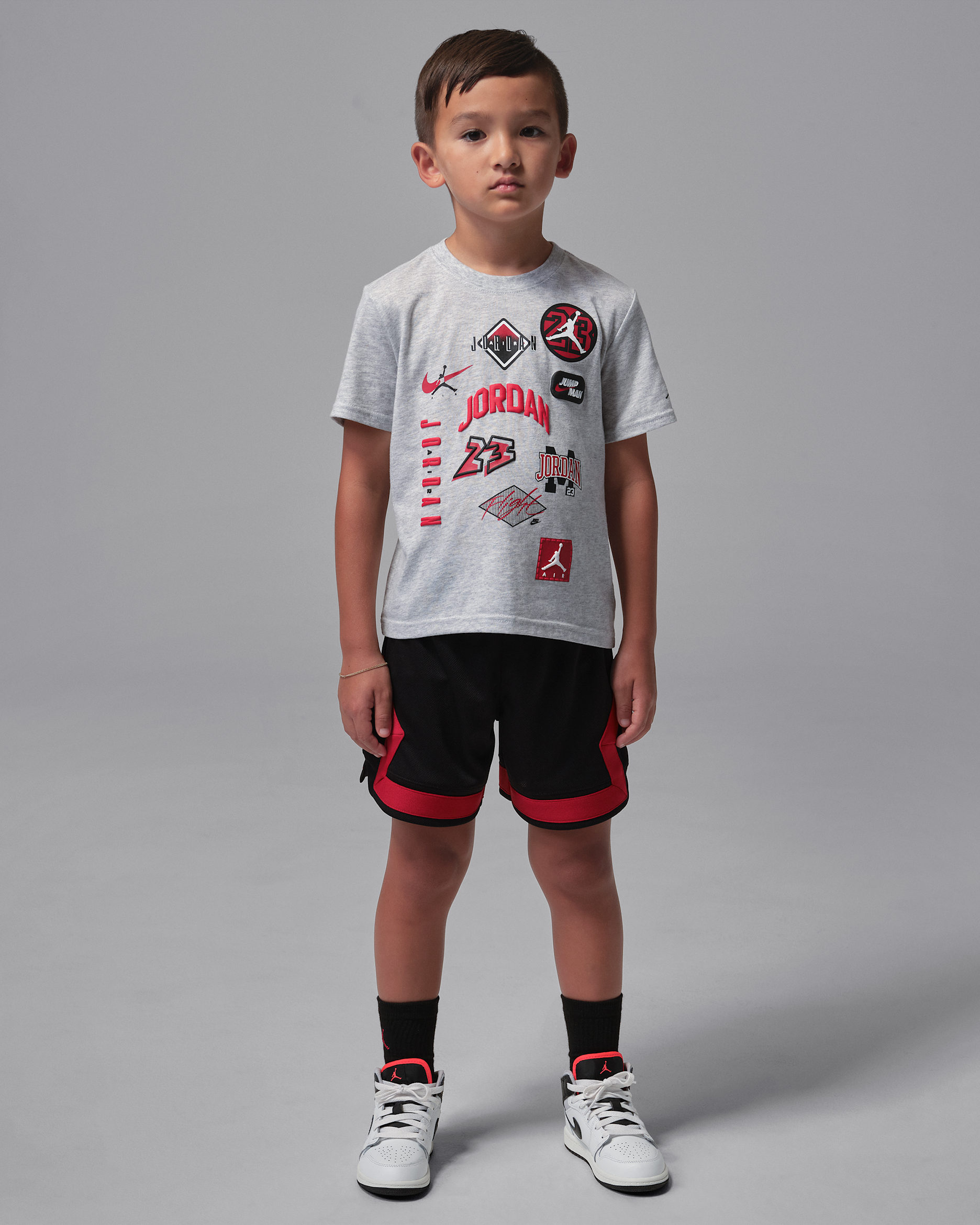Jordan Little Kids' Dynasty Patch T-Shirt and Mesh Shorts Set - Black