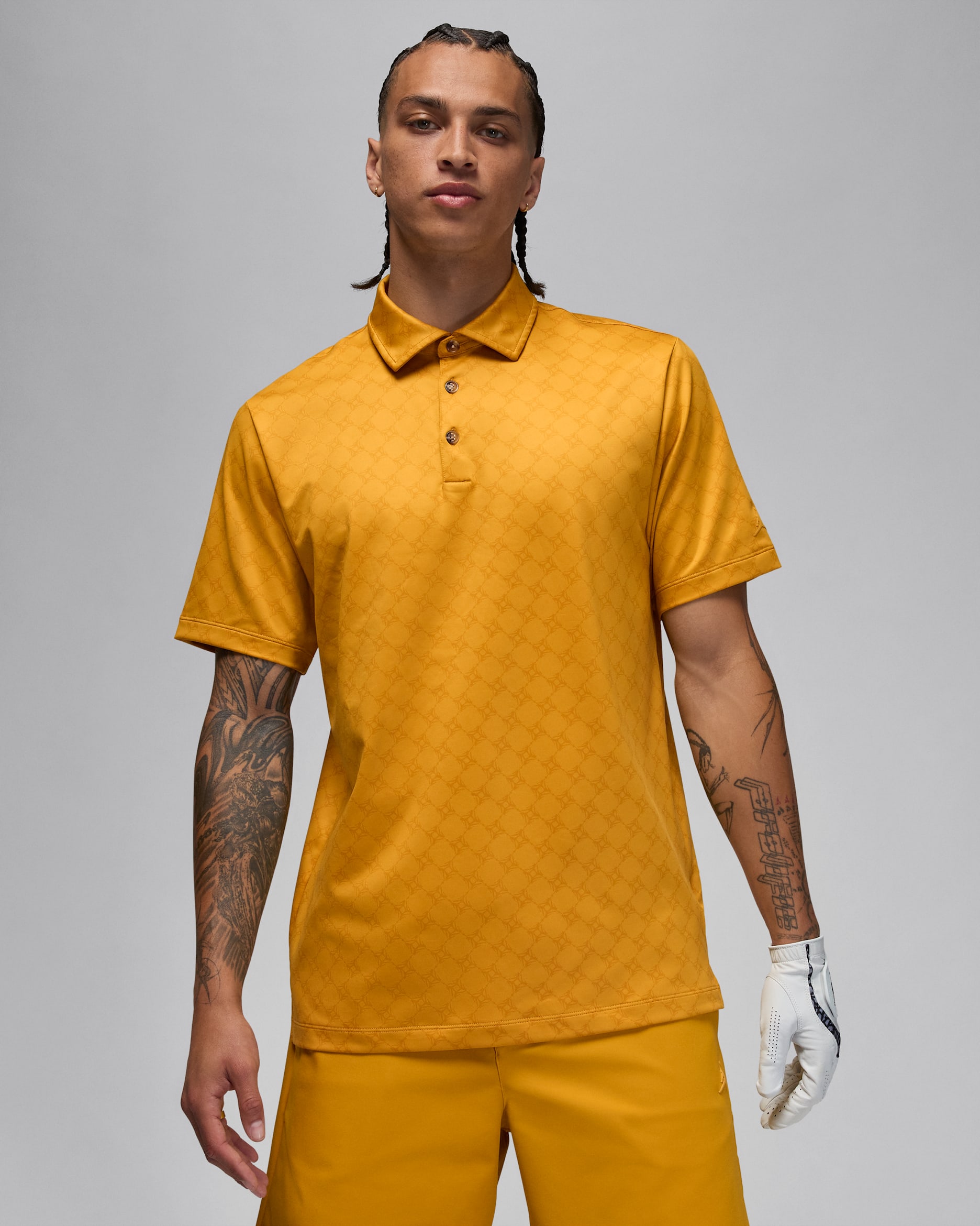 조던 스포츠 남성 프린트 골프 폴로 - 골드톤/골드톤