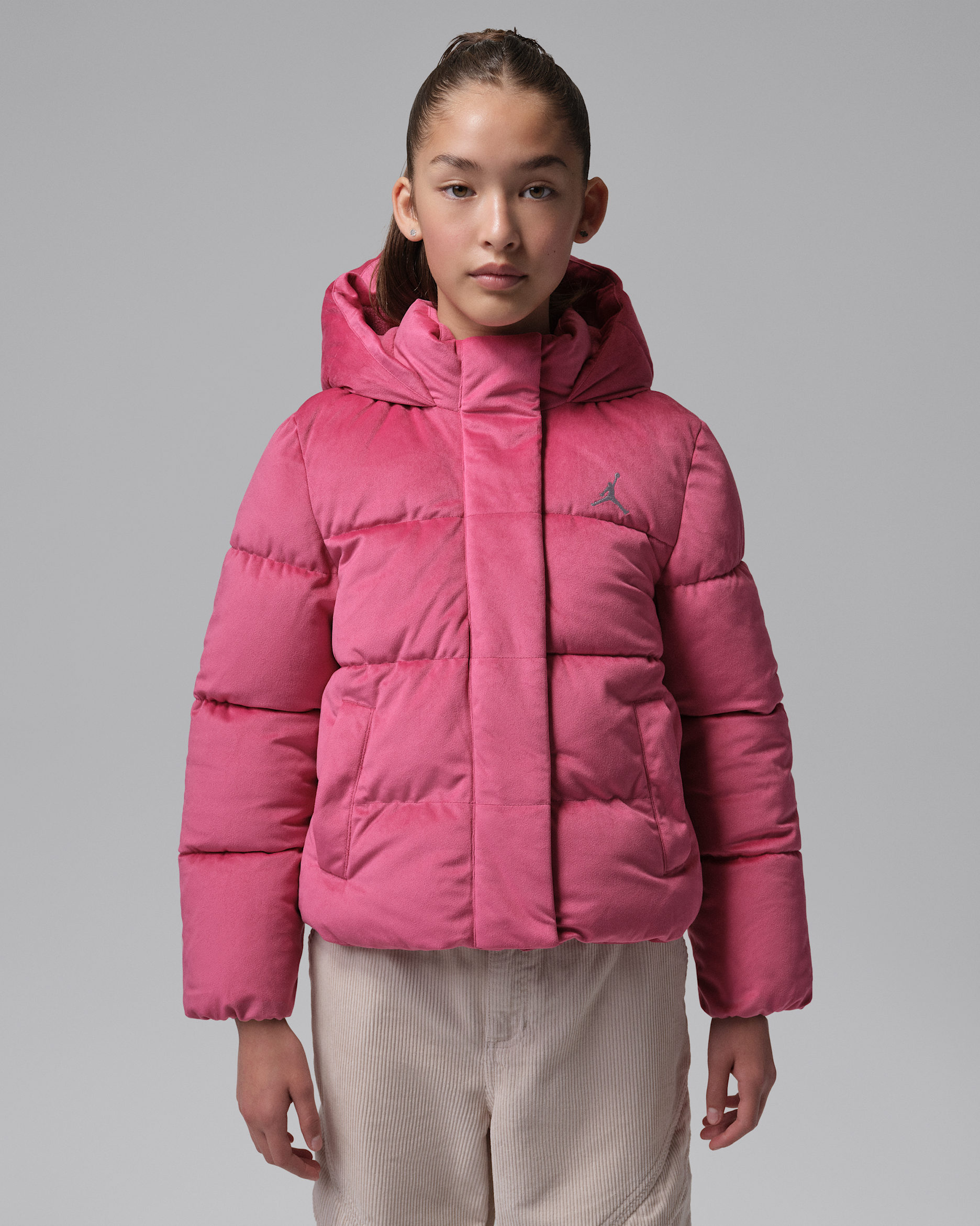 Jordan Big Kids' Velvet Puffer Jacket - Sweet Beet
