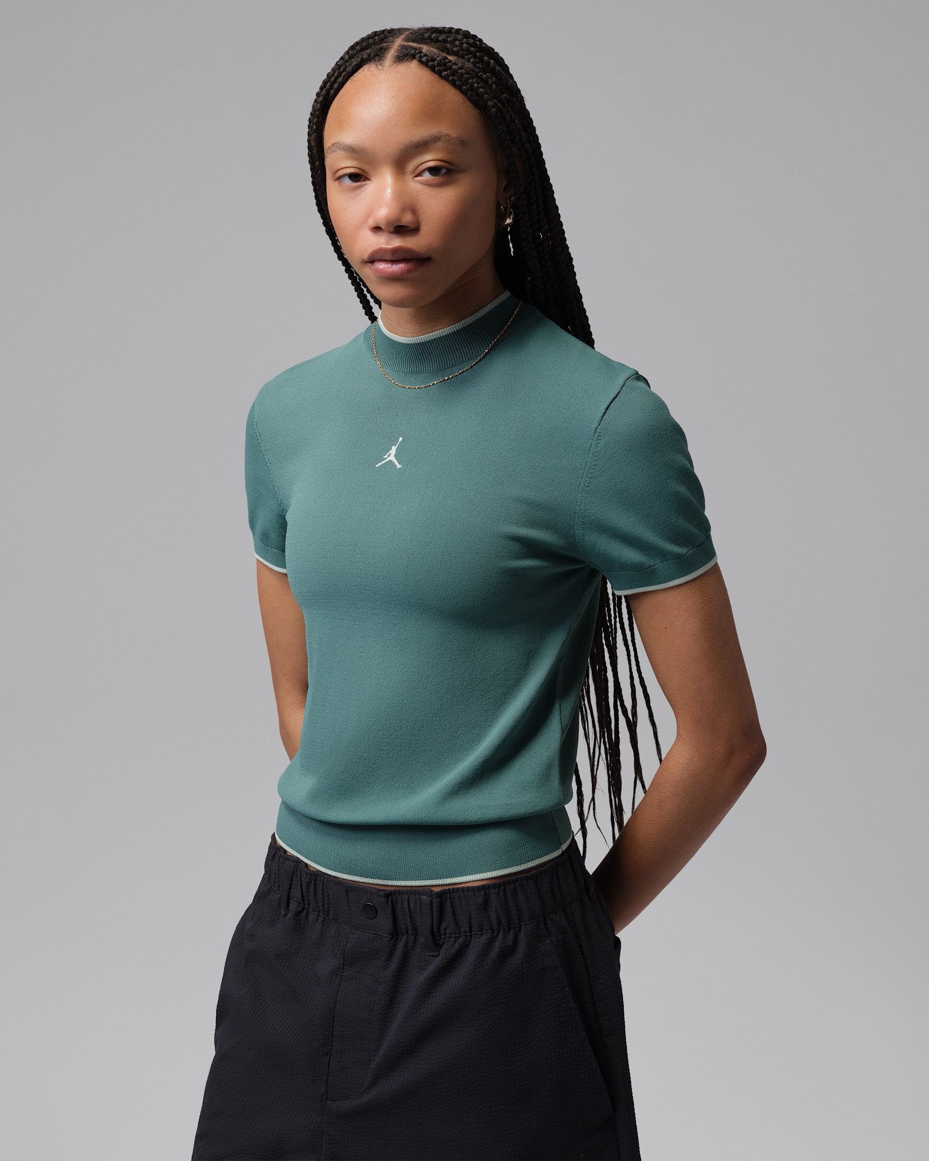 Jordan Sport Women's Mock-Neck Short-Sleeve Golf Top - Bicoastal/Pistachio Frost/Pistachio Frost