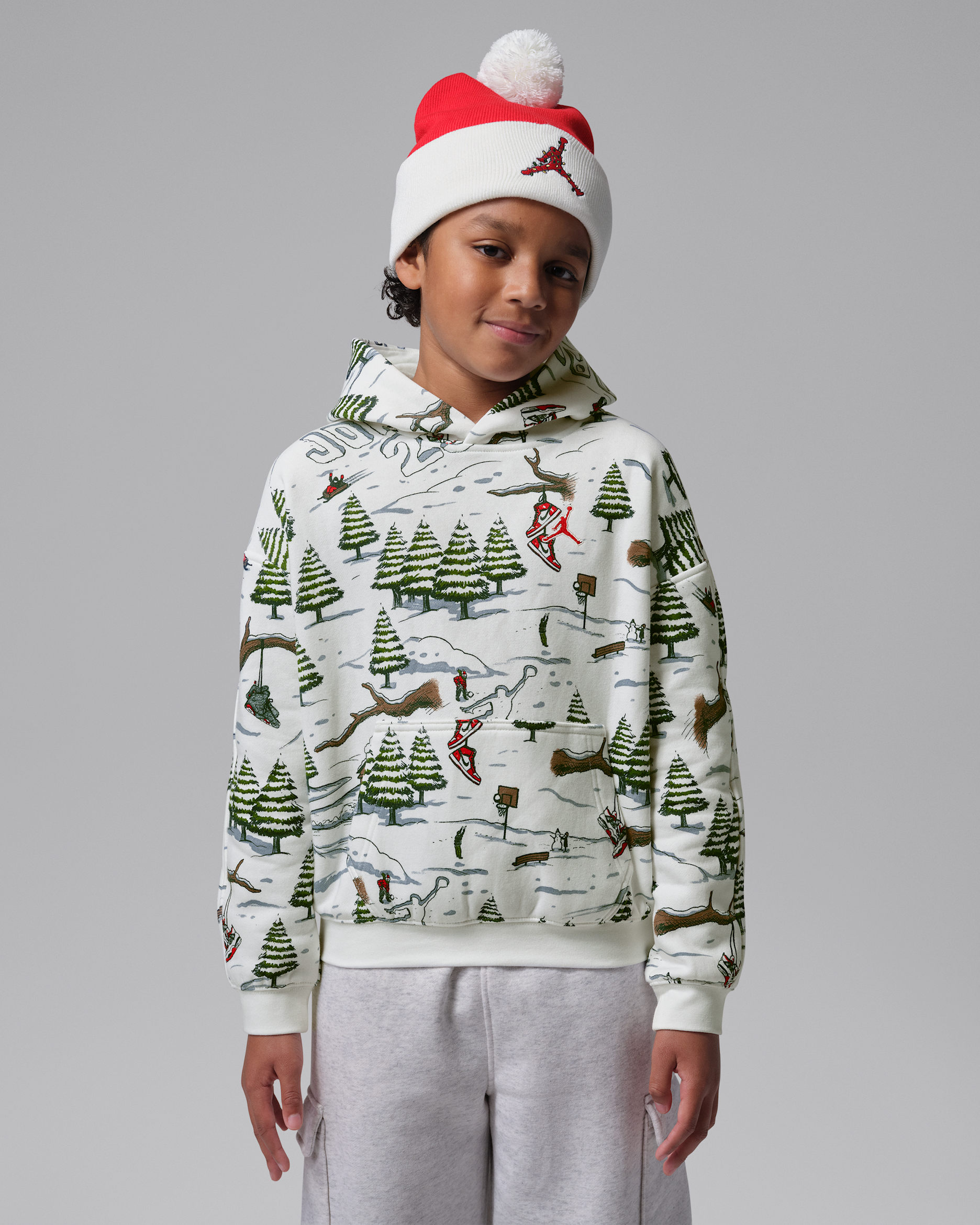 Sudadera con gorro con estampado festivo para niños talla grande Jordan - Vela