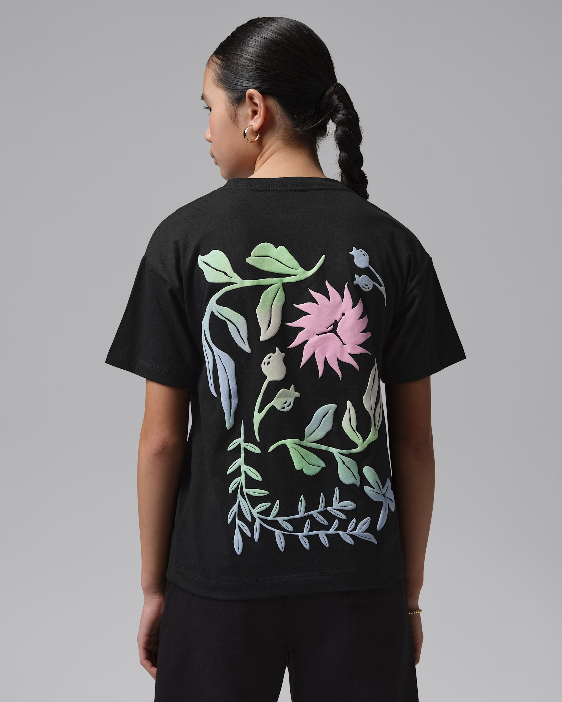 T-shirt Jordan Puff Floral för ungdom - Svart