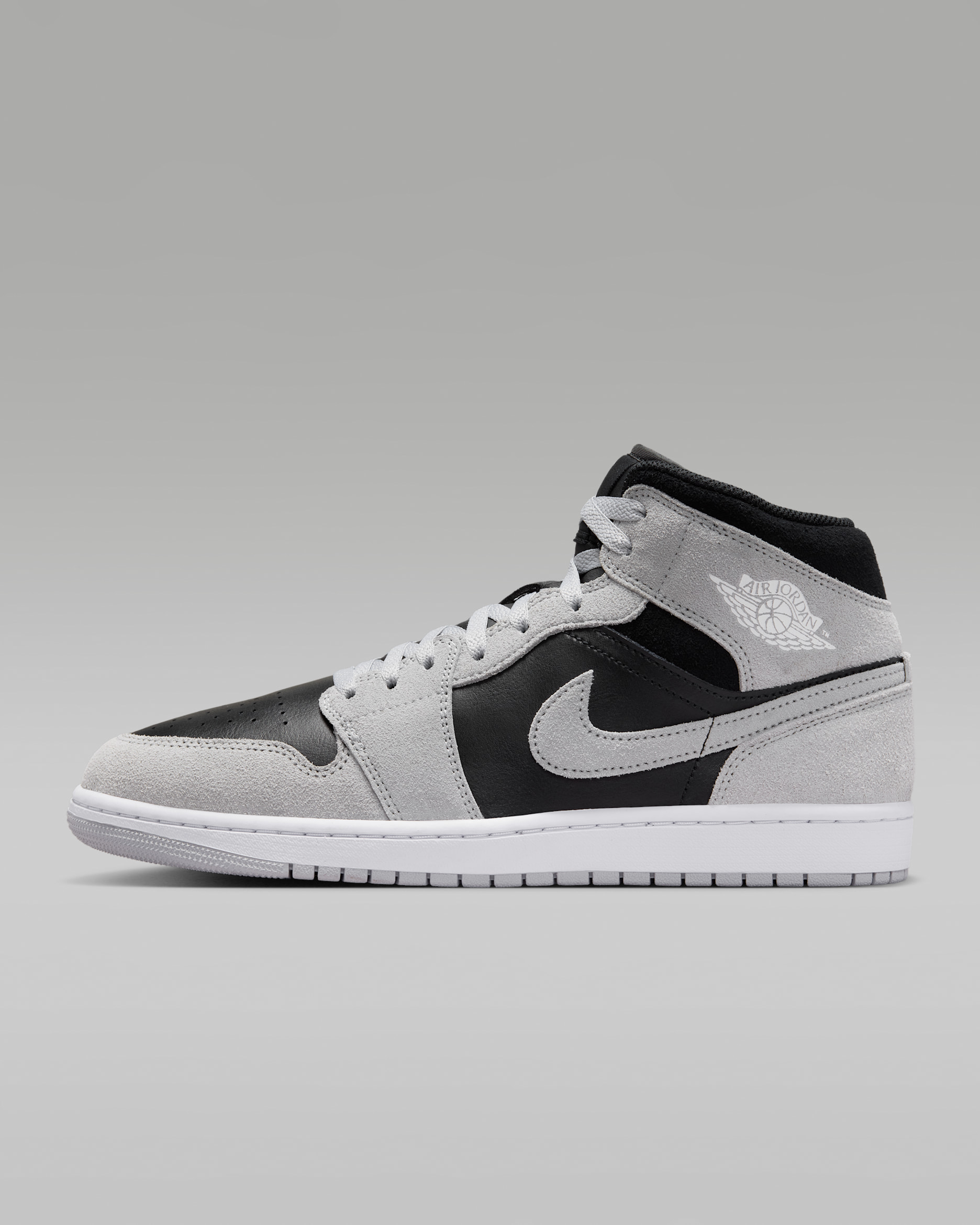 Air Jordan 1 Mid-sko til mænd - Light Smoke Grey/sort/hvid