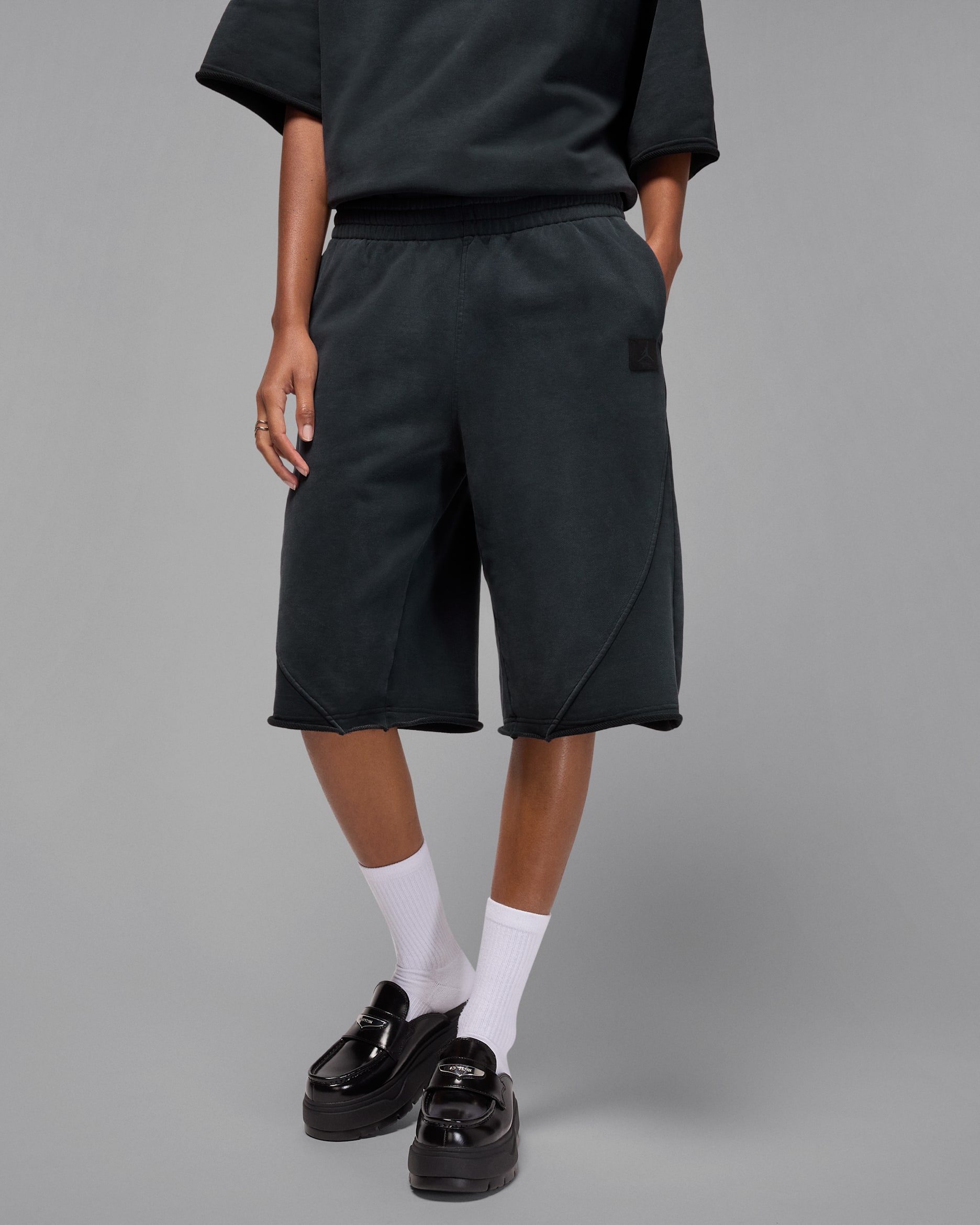 Jordan Flight Fleece Pantalón corto grande de tejido French terry - Mujer - Negro/Dark Smoke Grey