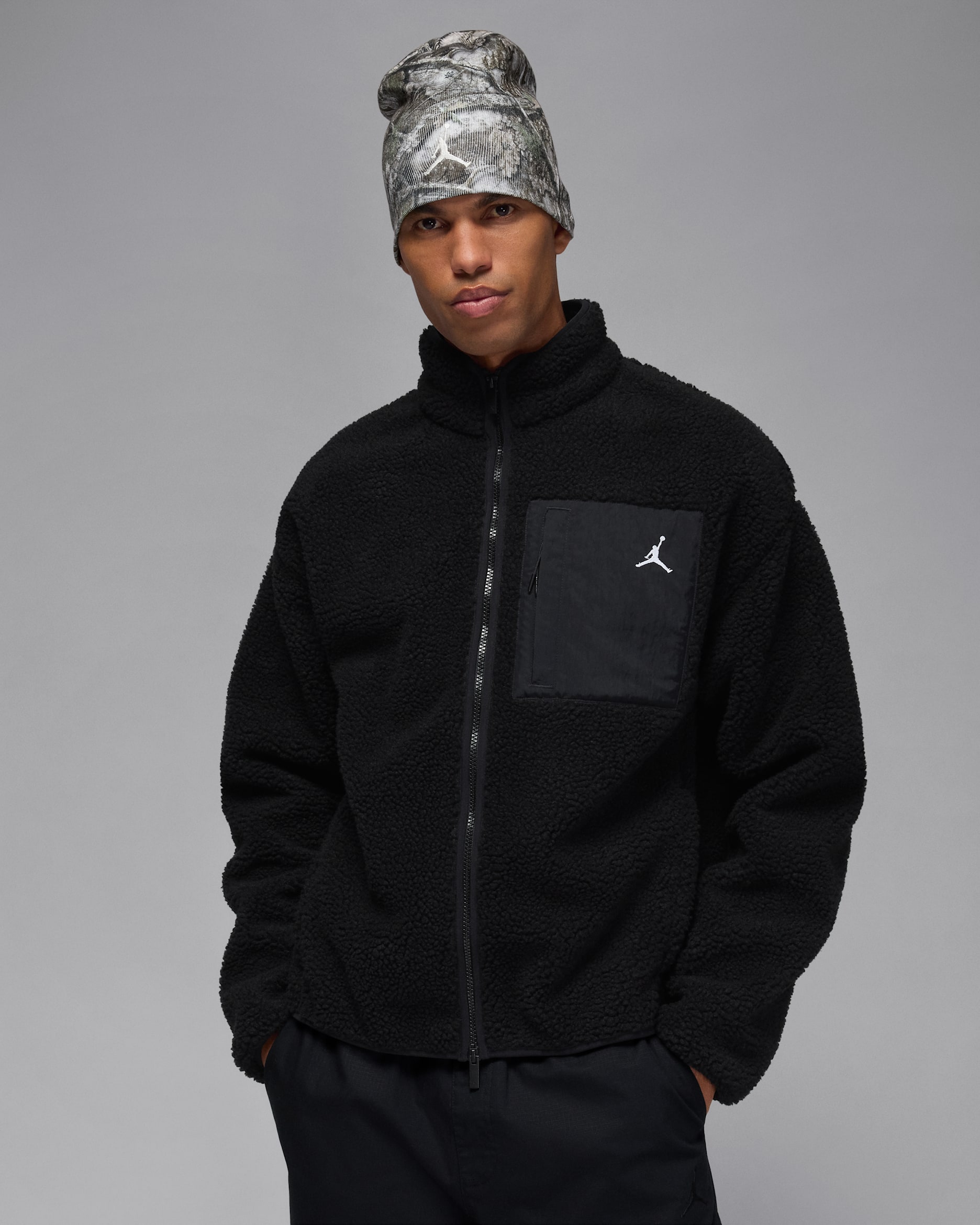 Jordan Flight Men's Mountainside Faux Fur Jacket - Black/White