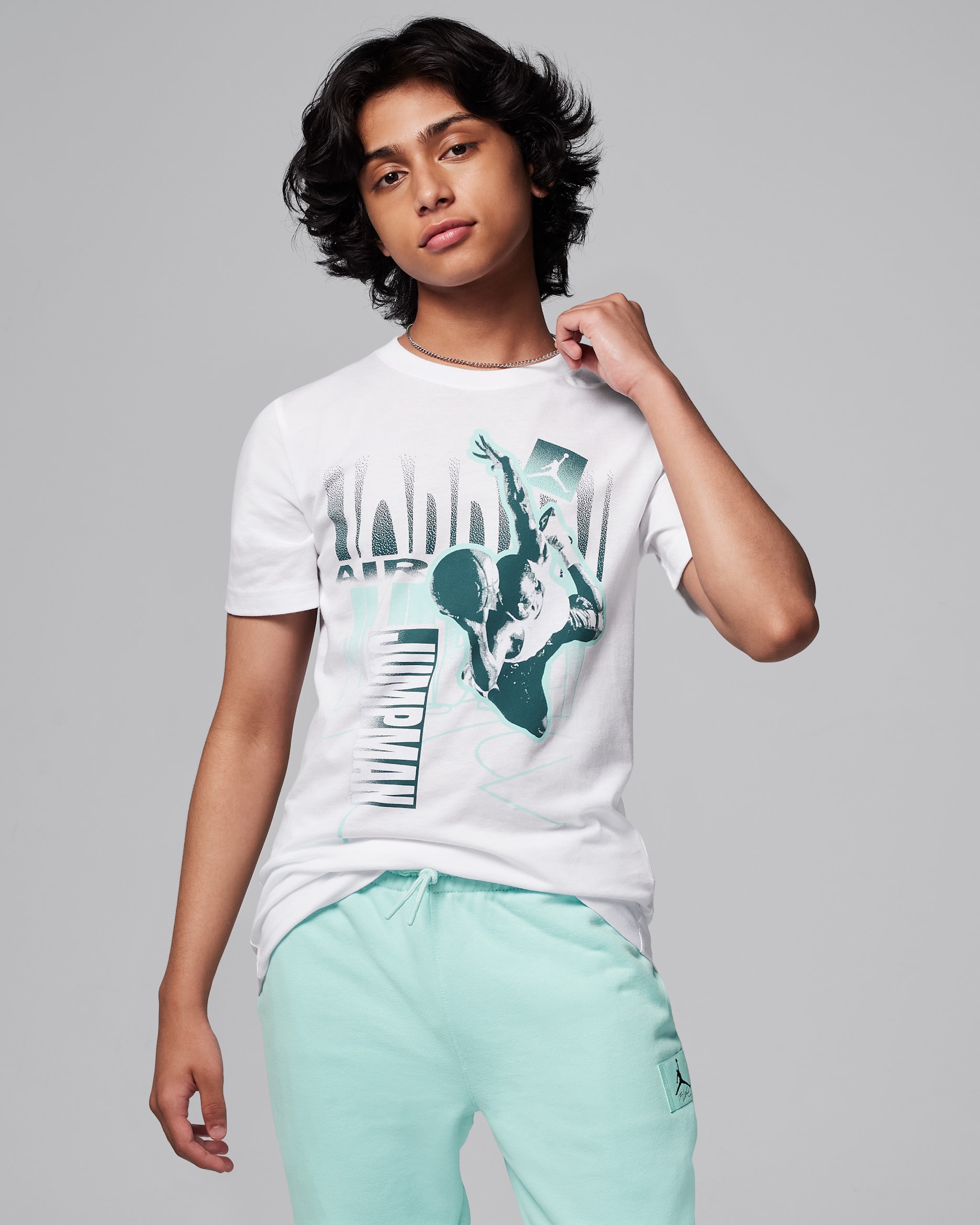 Playera para la cancha con efecto desvanecido para niños talla grande Air Jordan - Blanco