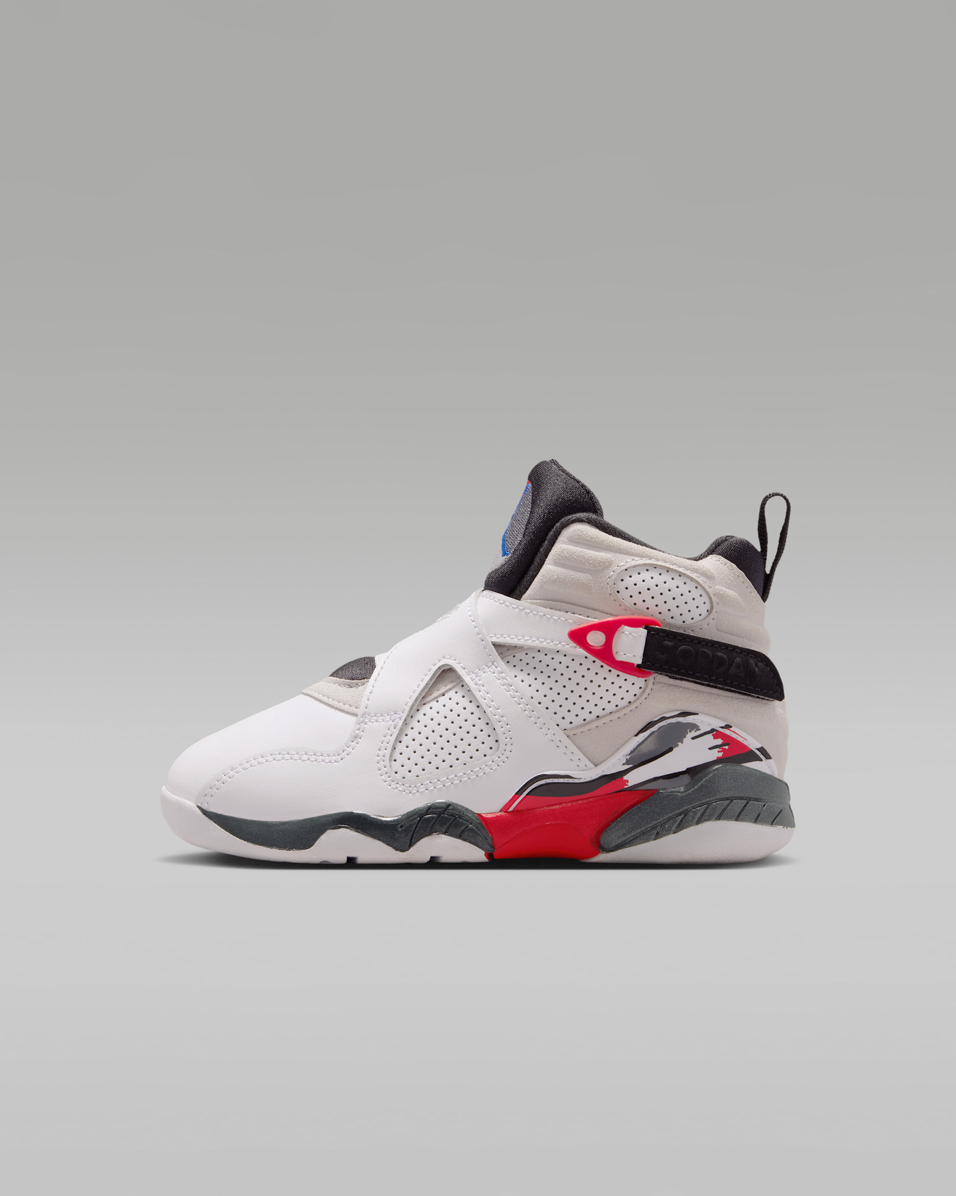 Tenis para niños de preescolar Jordan 8 Retro - Blanco/Rojo genuino/Negro
