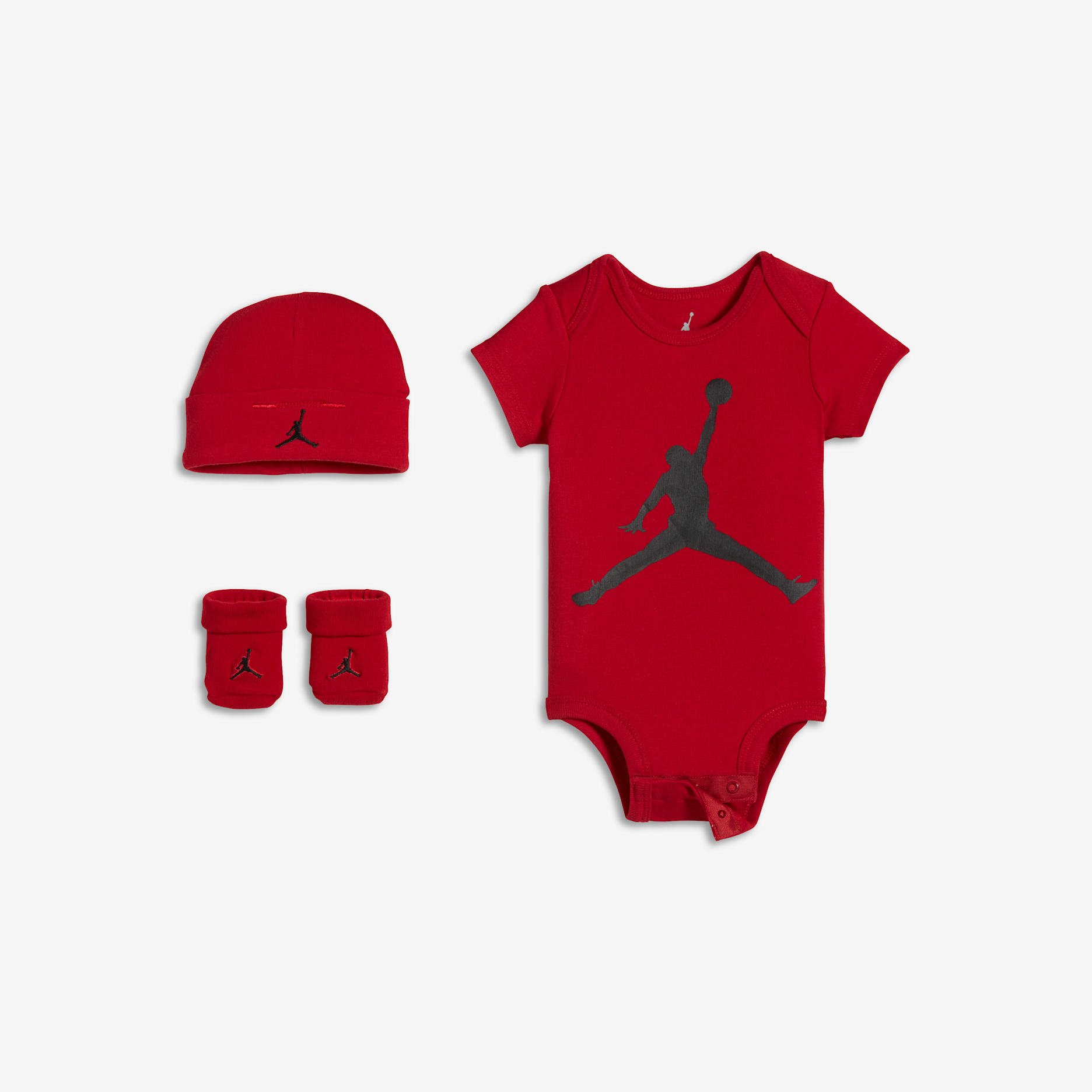 Jordan Jumpman Baby Bodysuit, Beanie and Booties Set - Gym Red