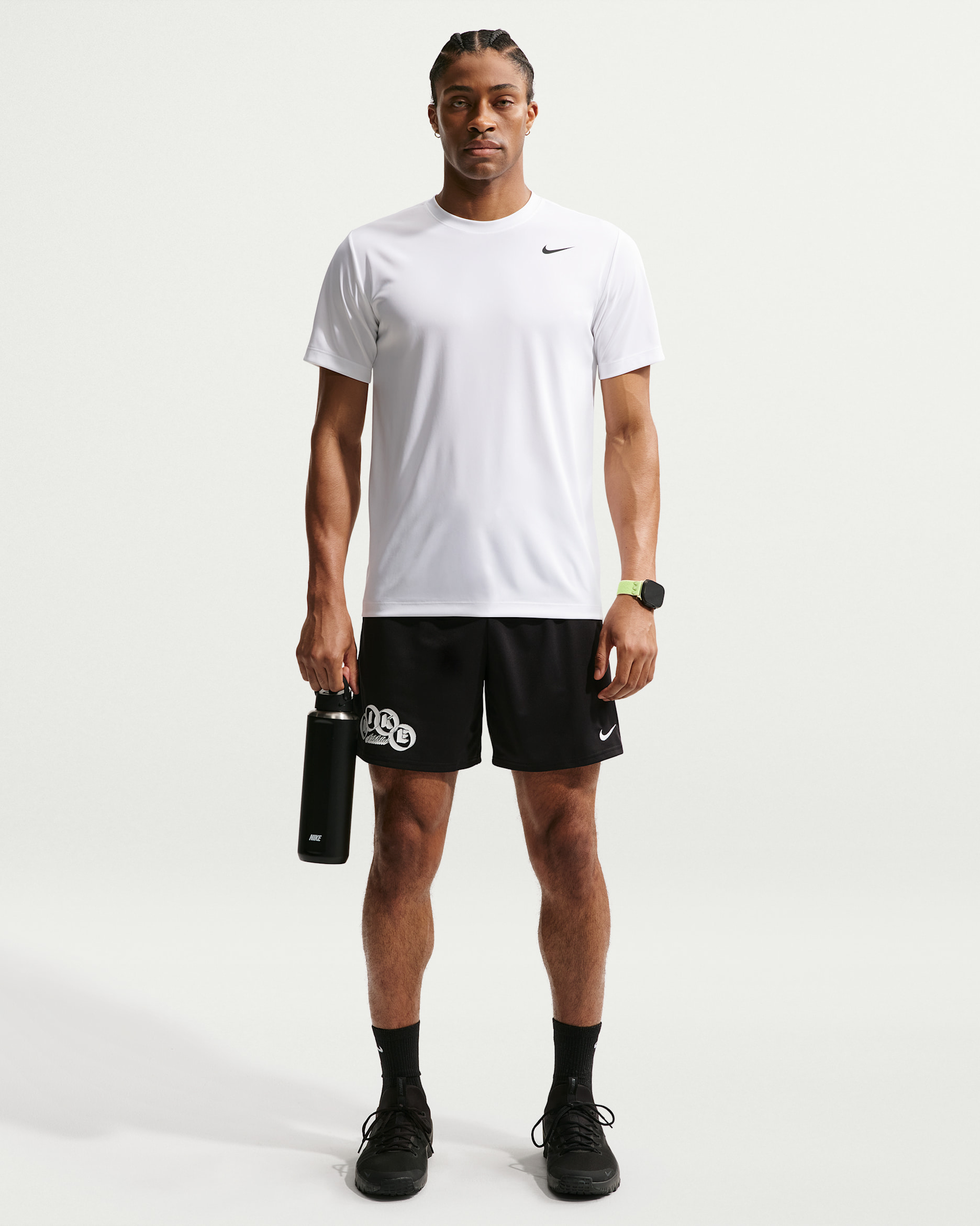 Shorts de entrenamiento Dri-FIT de 18 cm para hombre Nike Flex - Negro/Blanco