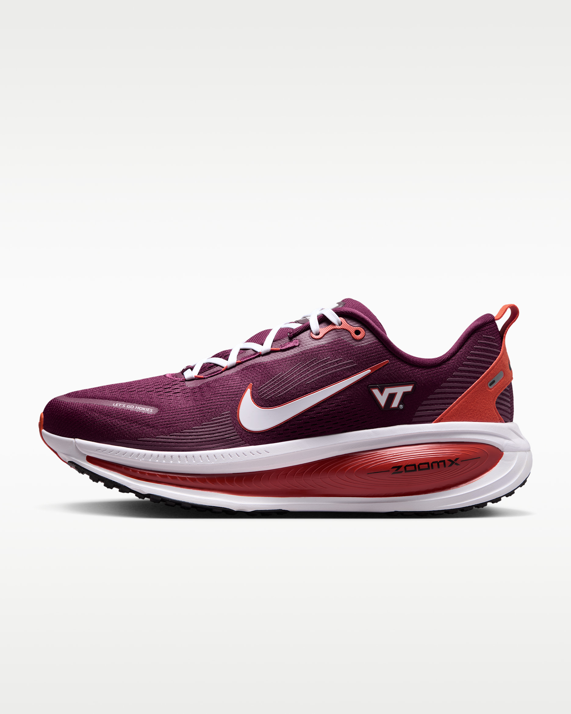 Tenis de correr en pavimento para hombre Nike College Vomero 18 (Virginia Tech) - Castaña intenso/Naranja universitario/Blanco