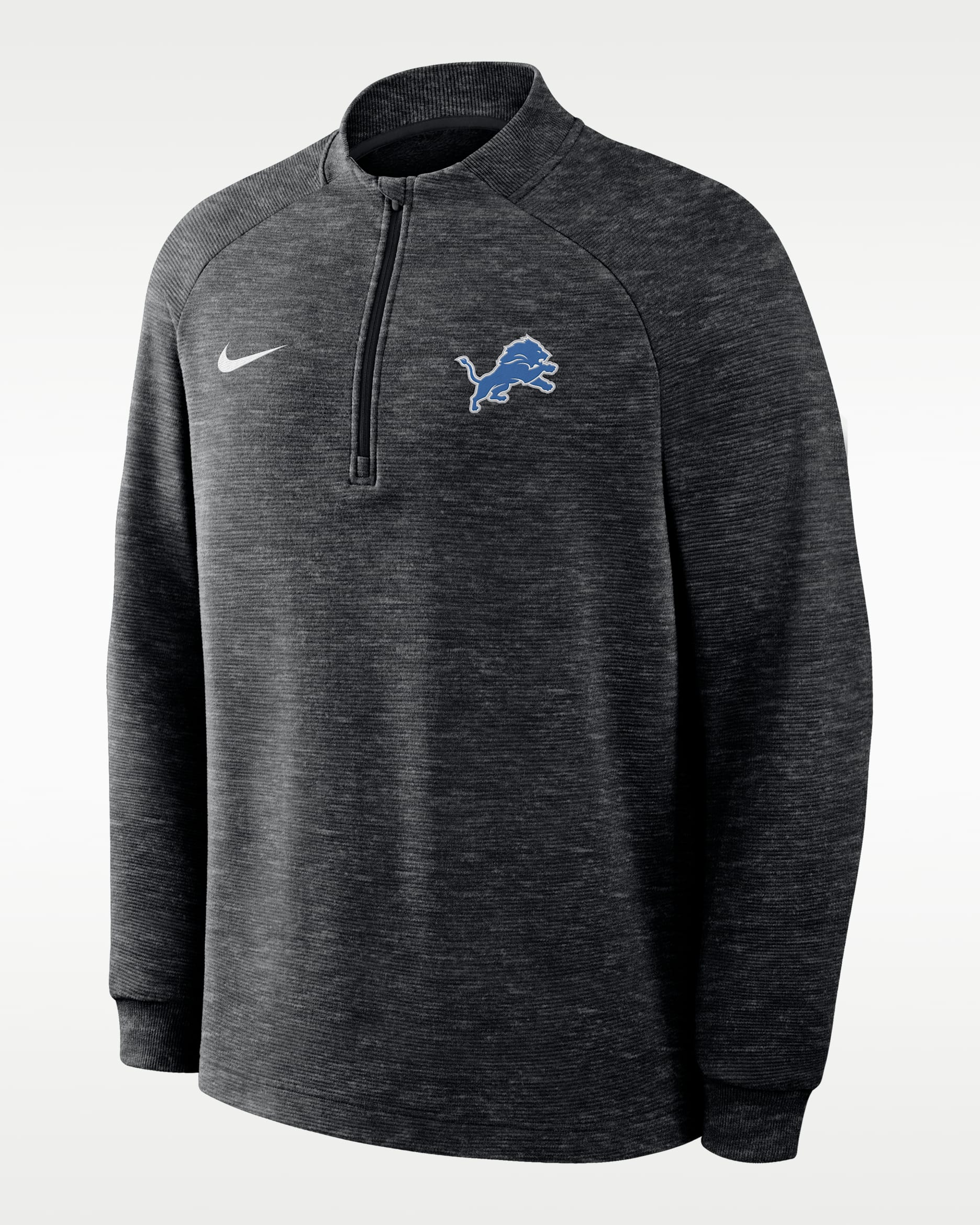 Sudadera Nike Therma-FIT de la NFL de medio cierre para hombre Detroit Lions Par - Negro jaspeado