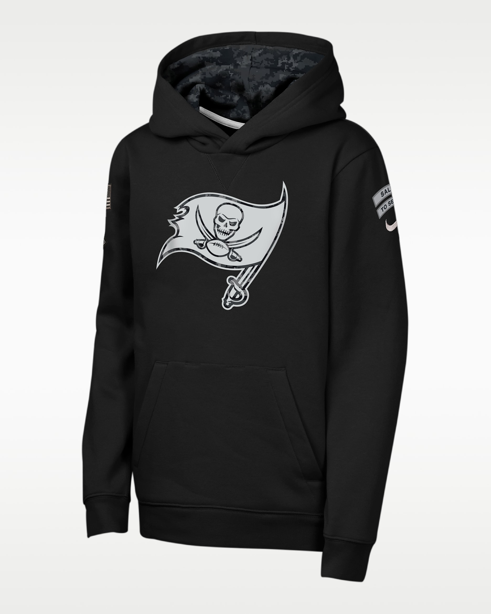 Tampa Bay Buccaneers Salute to Service Sideline Club Big Kids' Nike NFL Pullover Hoodie - Black