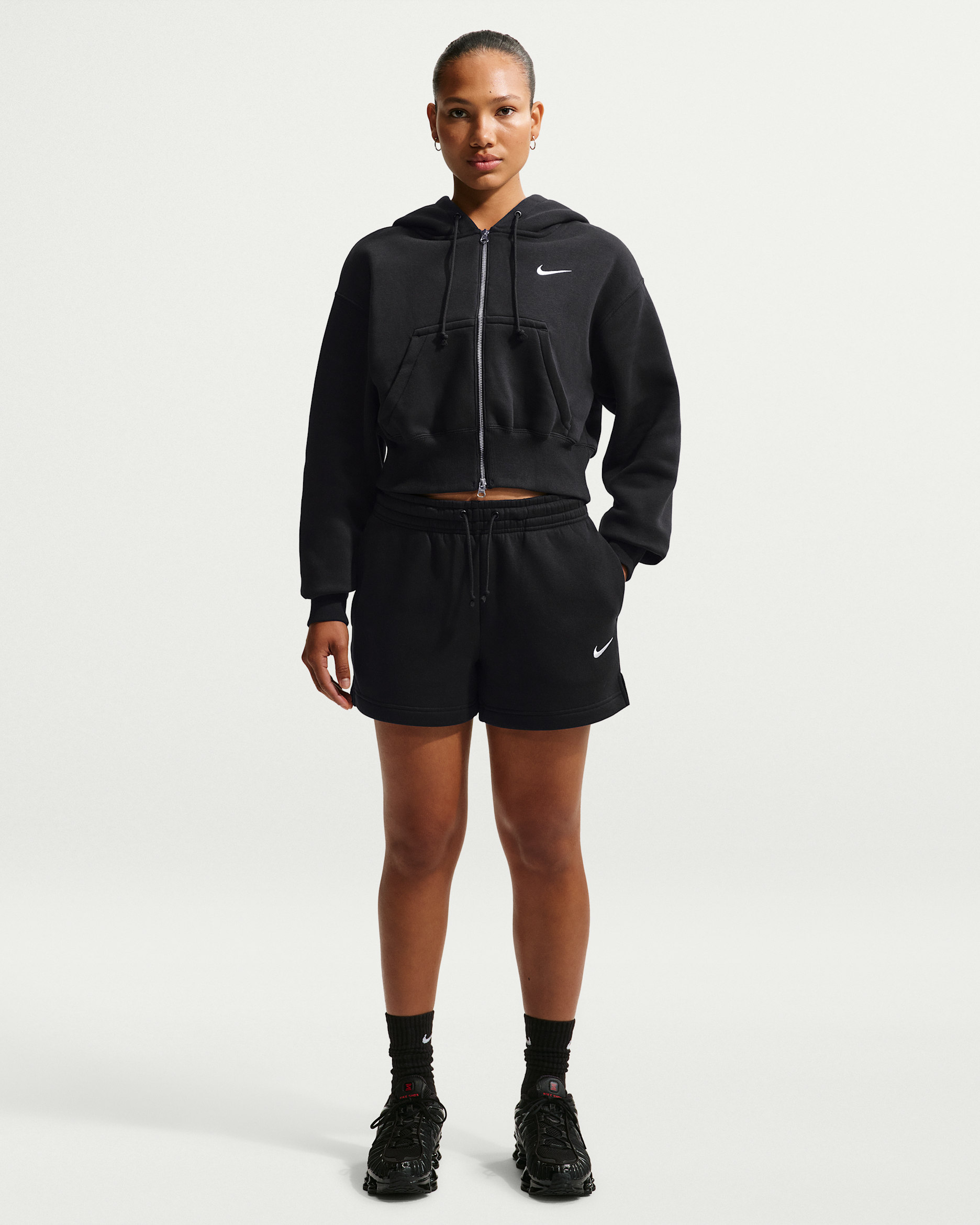 Nike Sportswear Phoenix Fleece Women's Mid-Rise 10cm (approx.) Shorts - Black/Sail