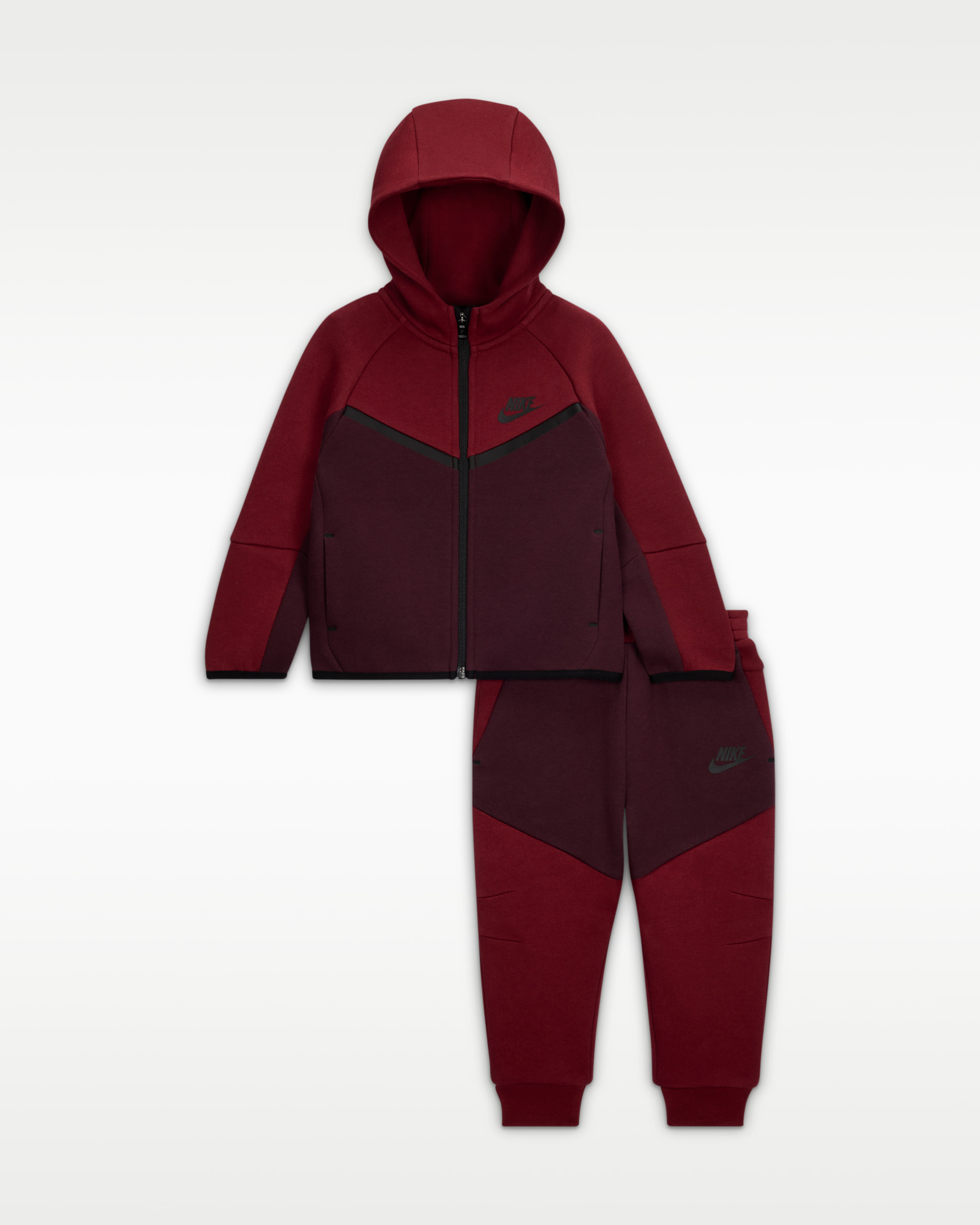 Conjunto de 2 piezas de Tech Fleece de cierre completo para bebé Nike Sportswear - Rojo universitario