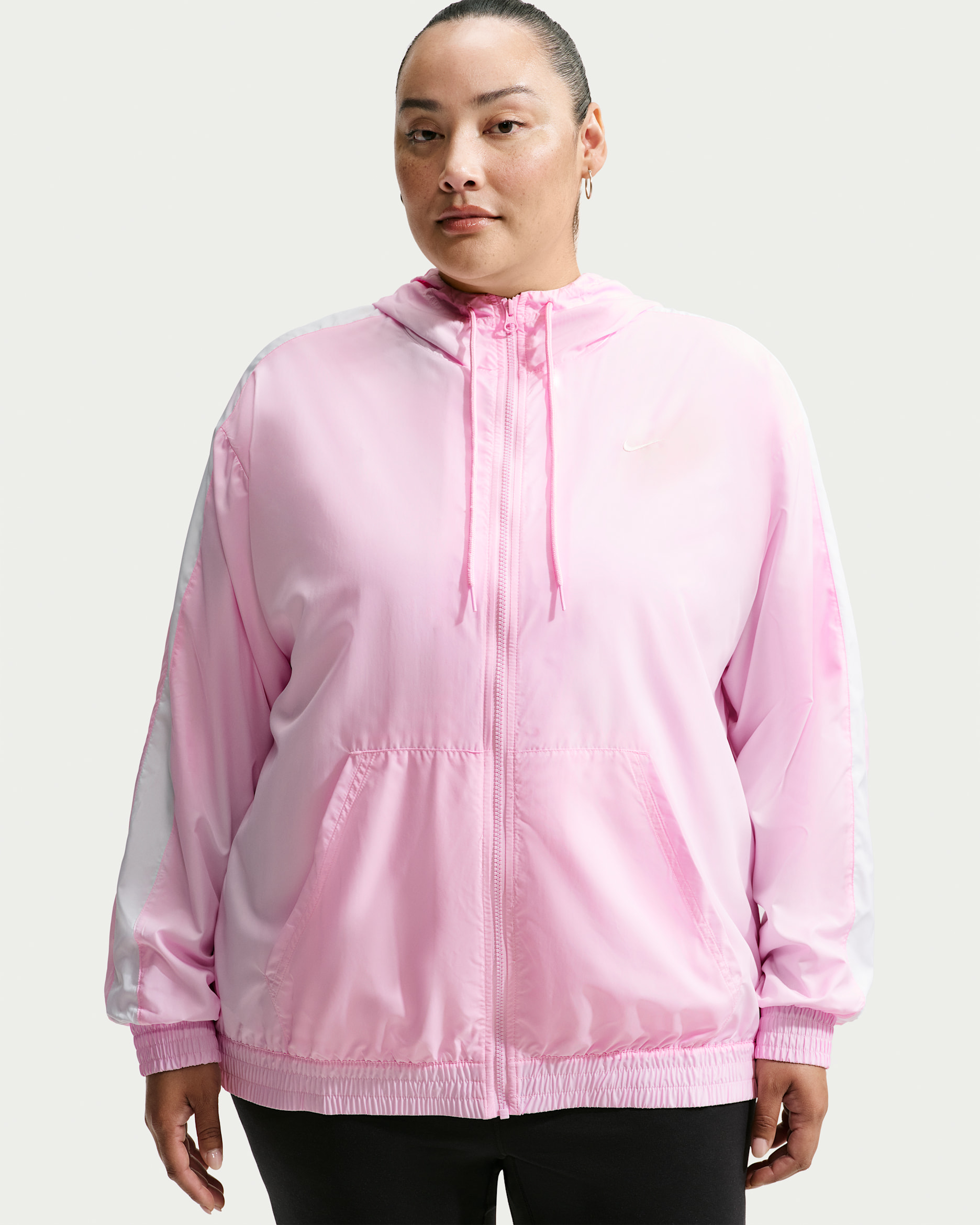 Nike Sportswear Classic Wovens Women's Loose UV Hooded Jacket (Plus Size) - Pink Foam/White/Sail