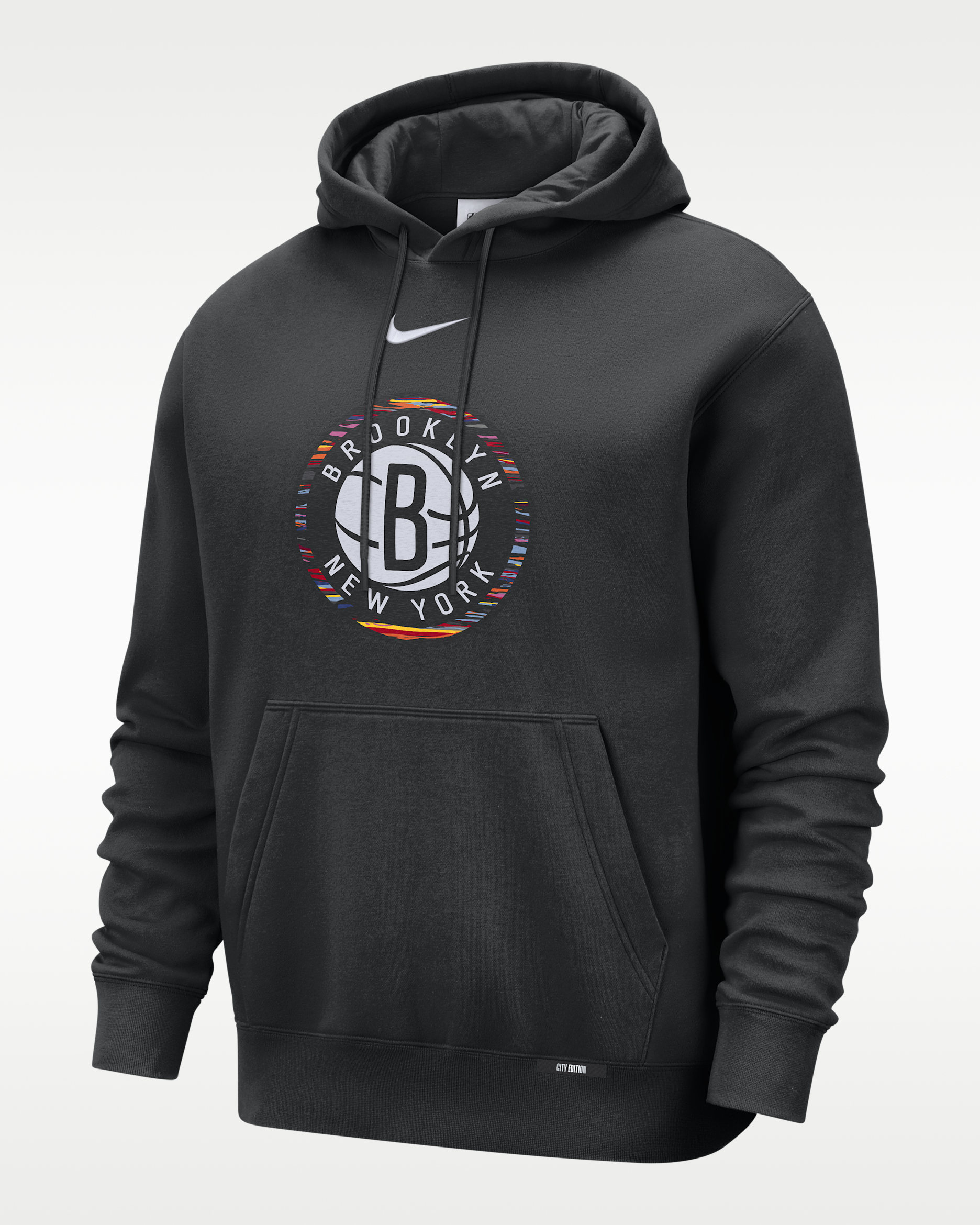 Sudadera con gorro Nike Club para hombre Brooklyn Nets City Edition - Negro